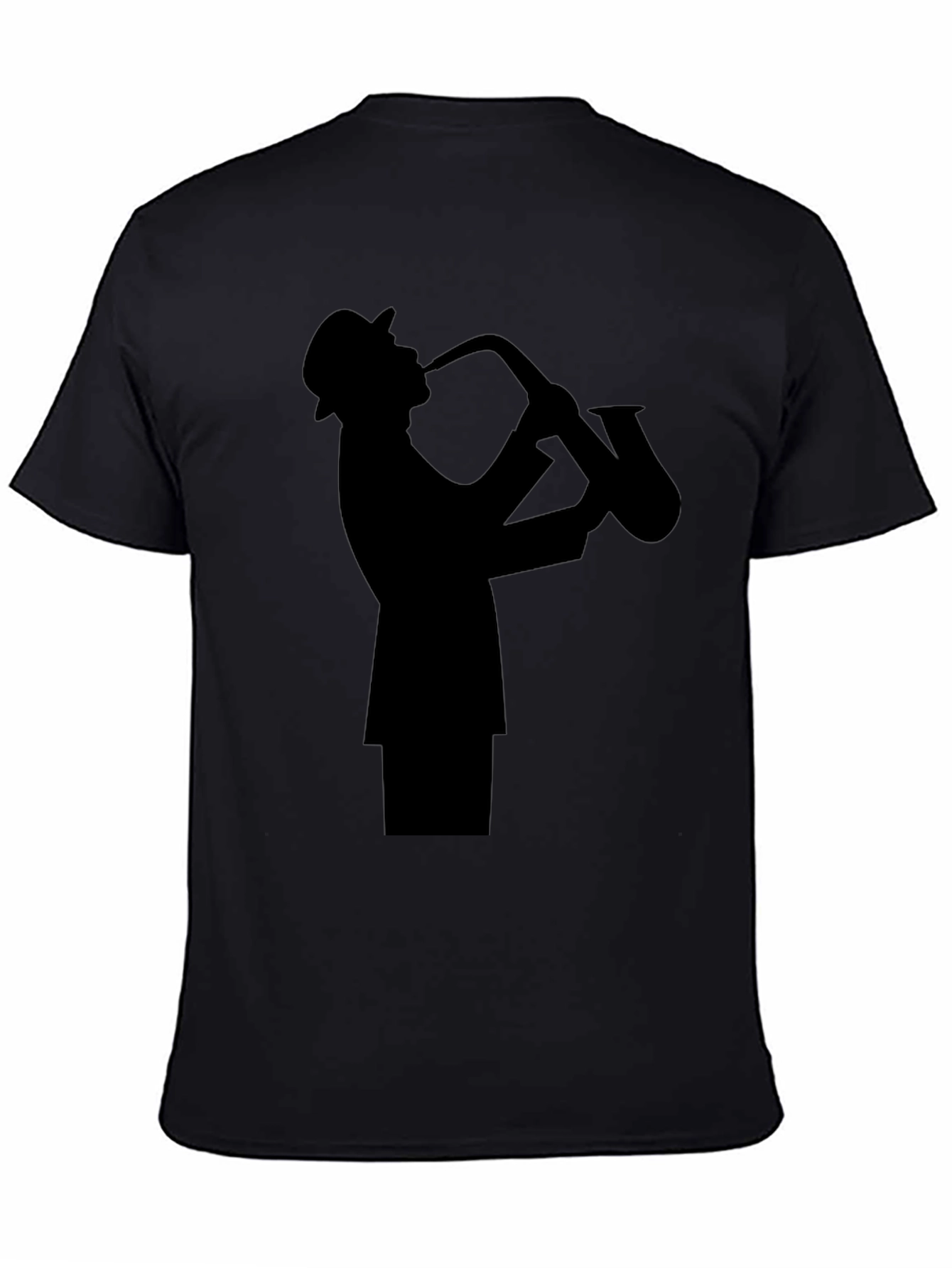 Jazz Sax Player Silhouette Black T-Shirt