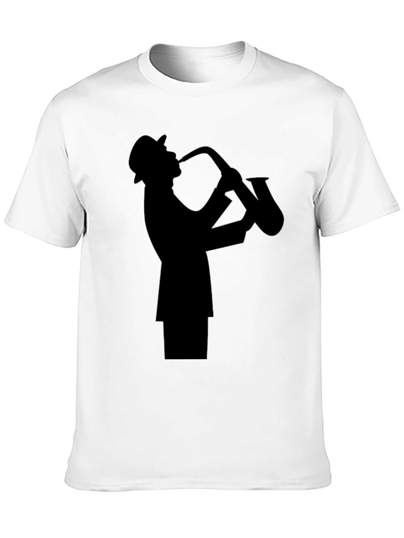 Jazz Sax Player Silhouette Black T-Shirt