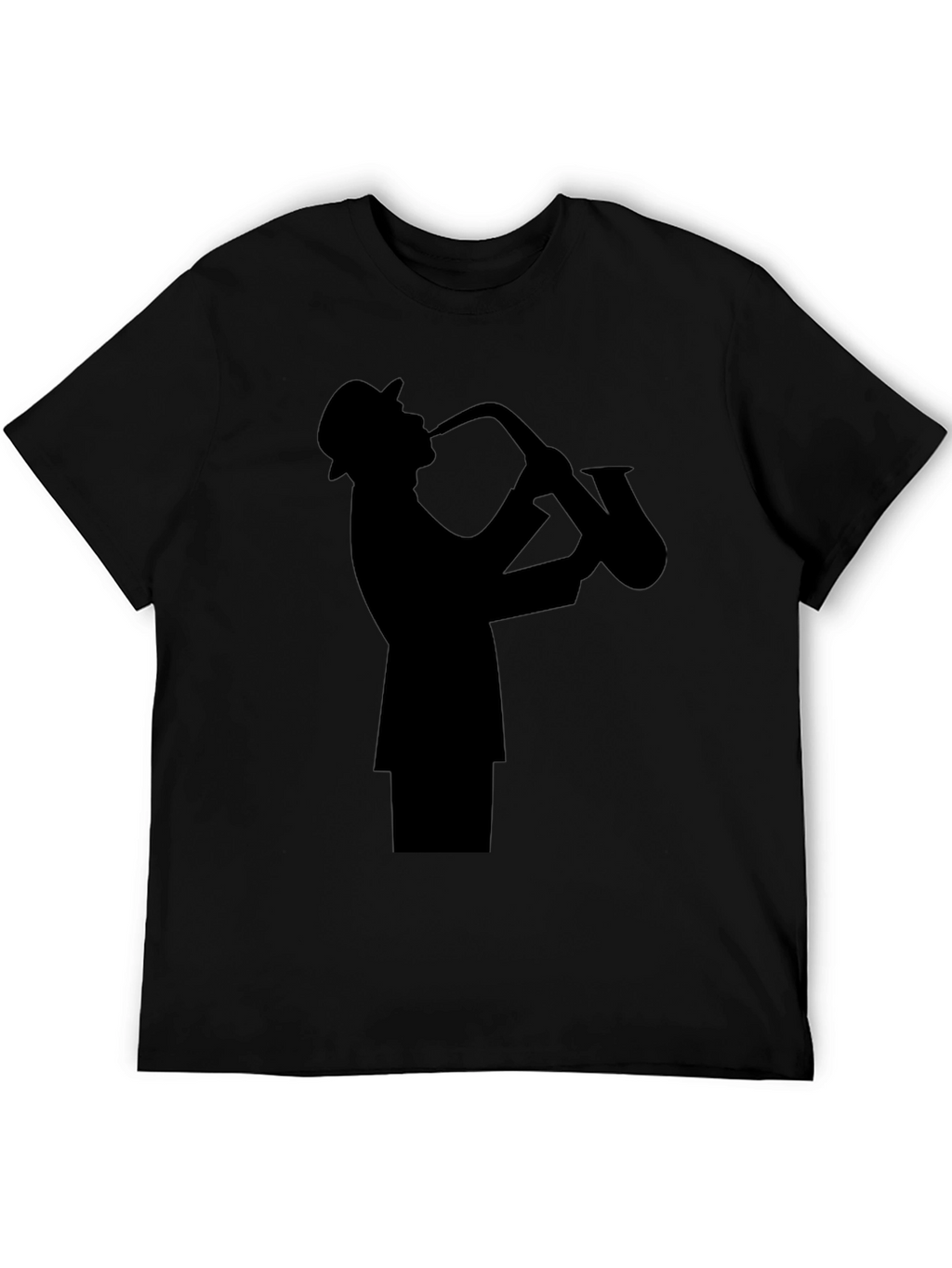 Jazz Sax Player Silhouette Black T-Shirt