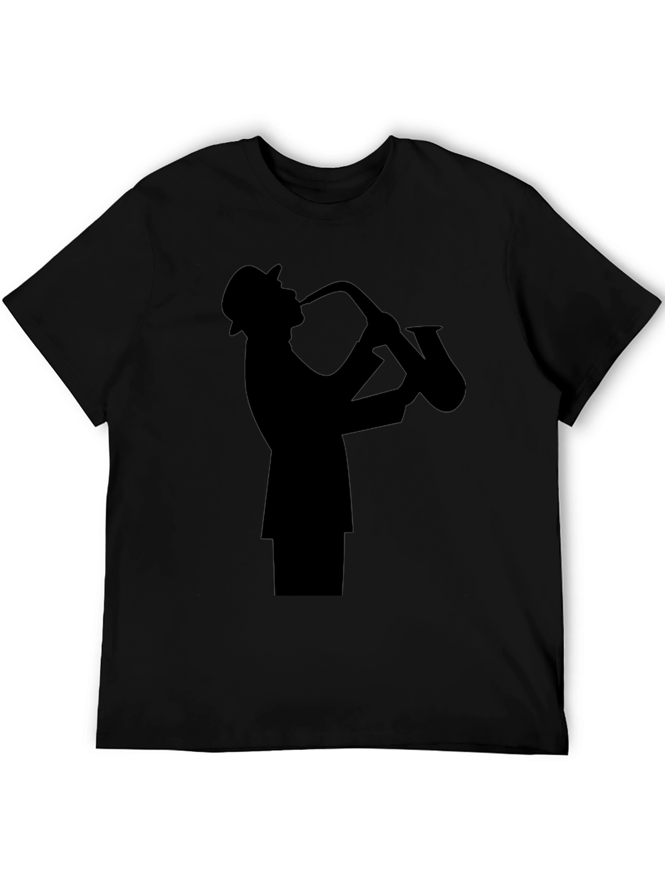 Jazz Sax Player Silhouette Black T-Shirt