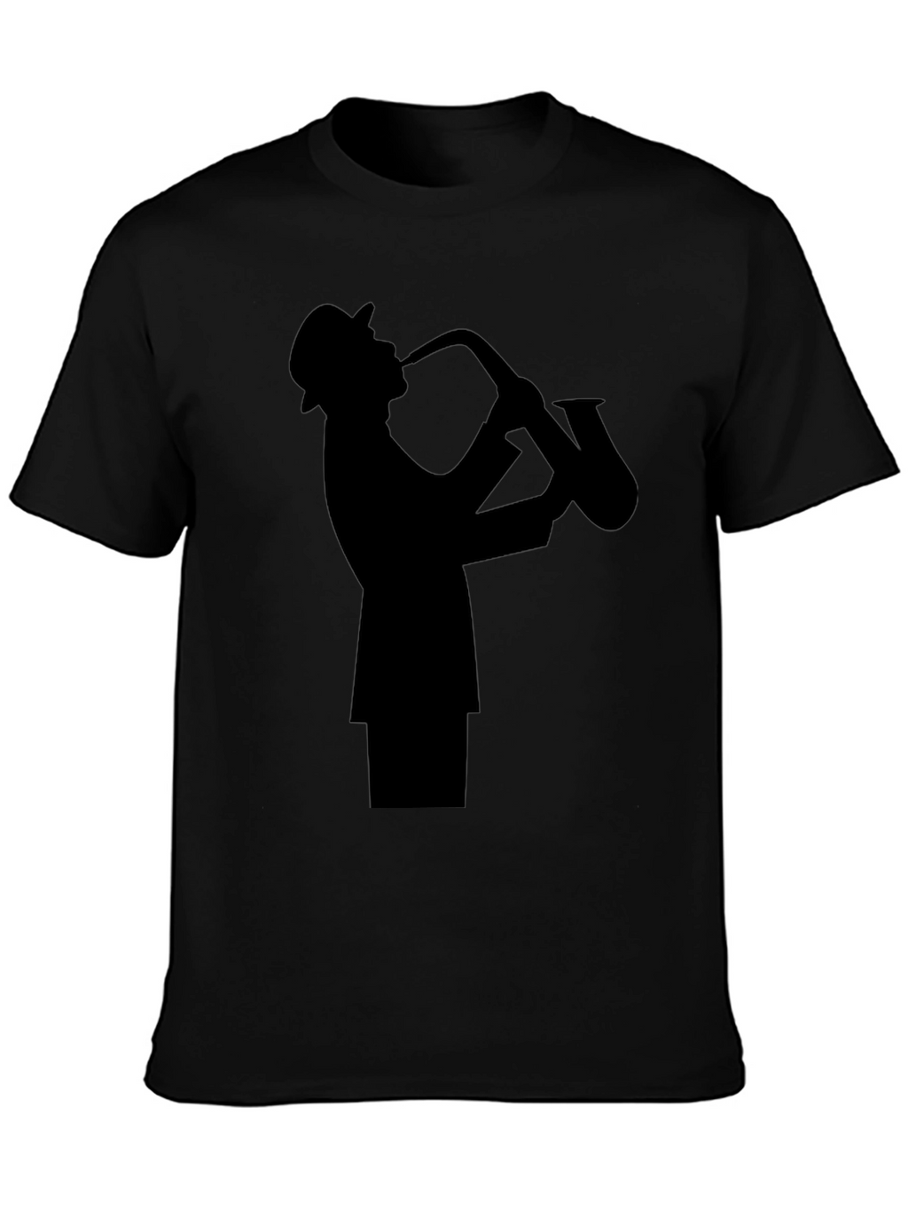 Jazz Sax Player Silhouette Black T-Shirt