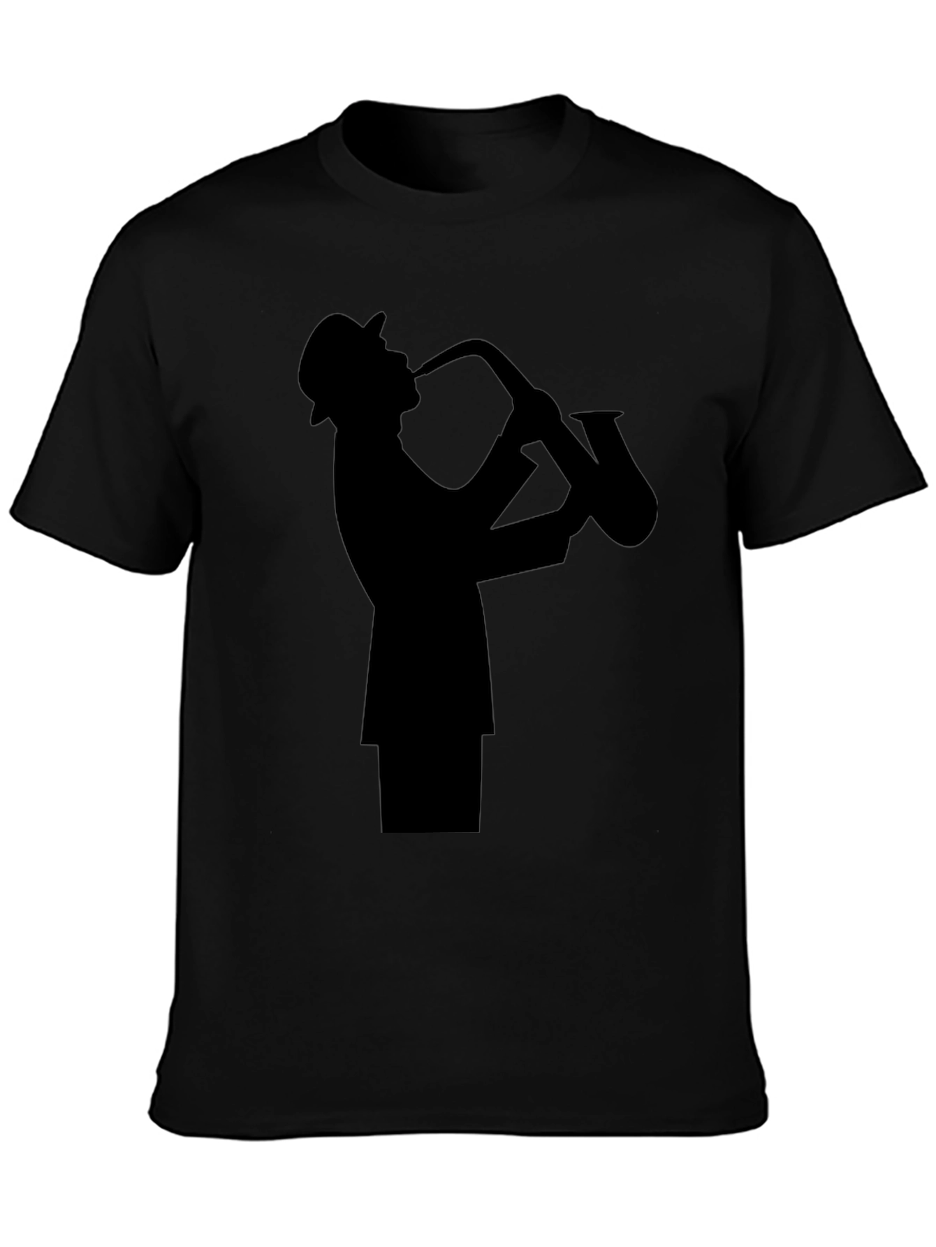 Jazz Sax Player Silhouette Black T-Shirt