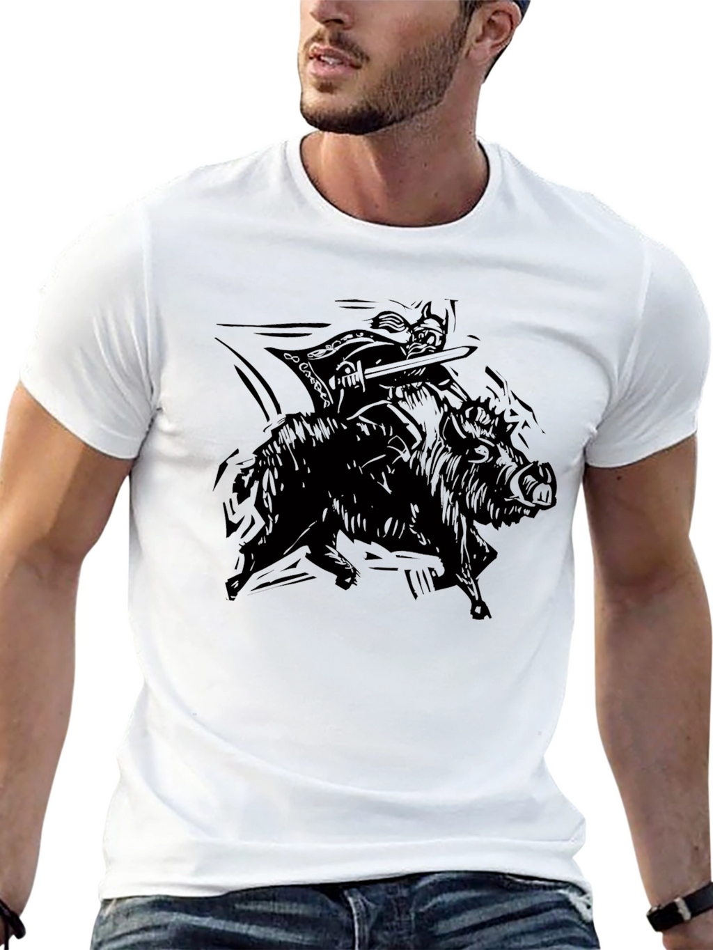 Warrior Hog Rider Black T-Shirt