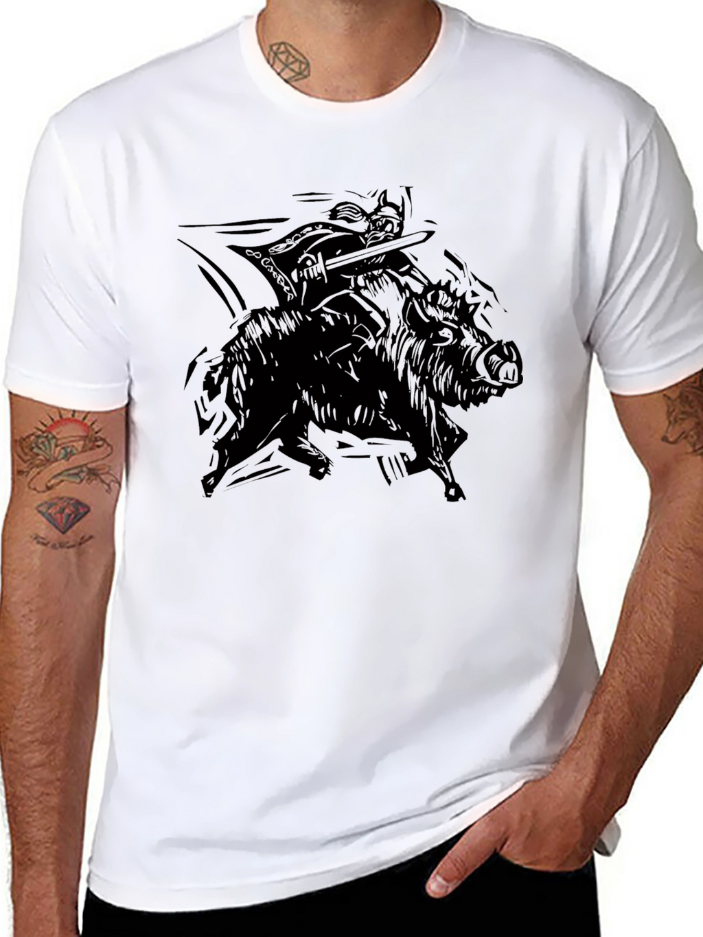 Warrior Hog Rider Black T-Shirt