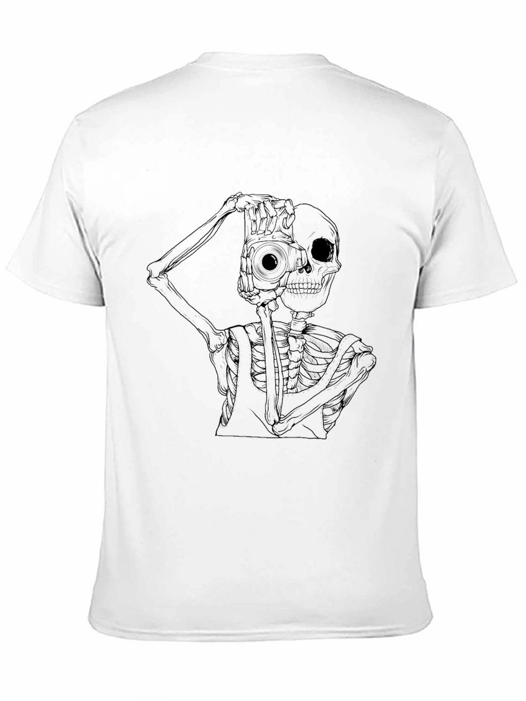 Skeleton Photographer Graphic Tee - Black Cotton