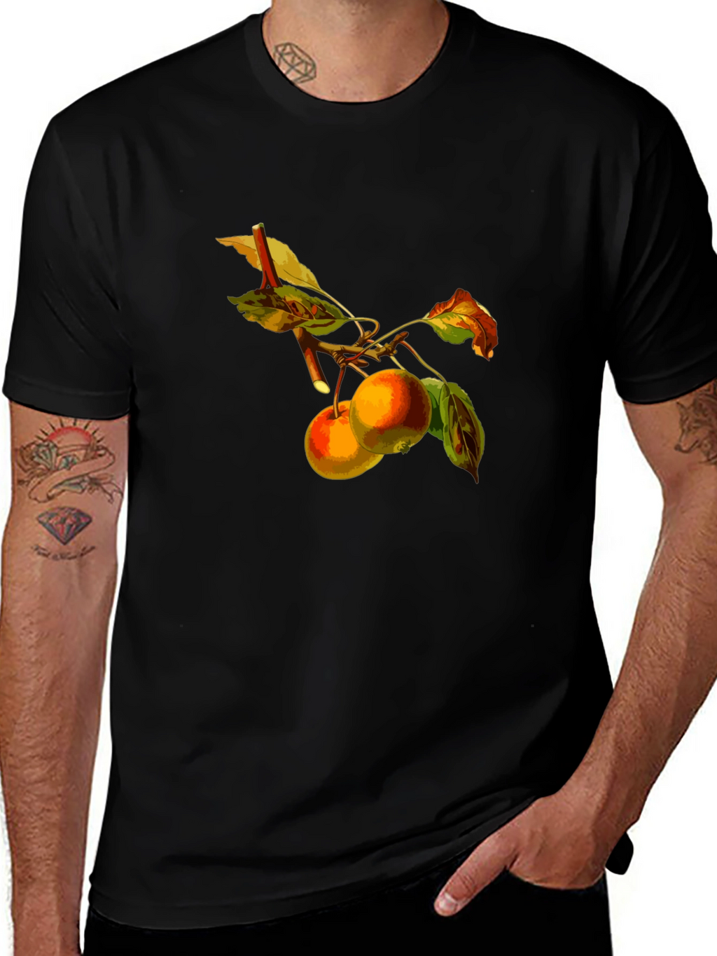 Apples on Branch Black T-Shirt