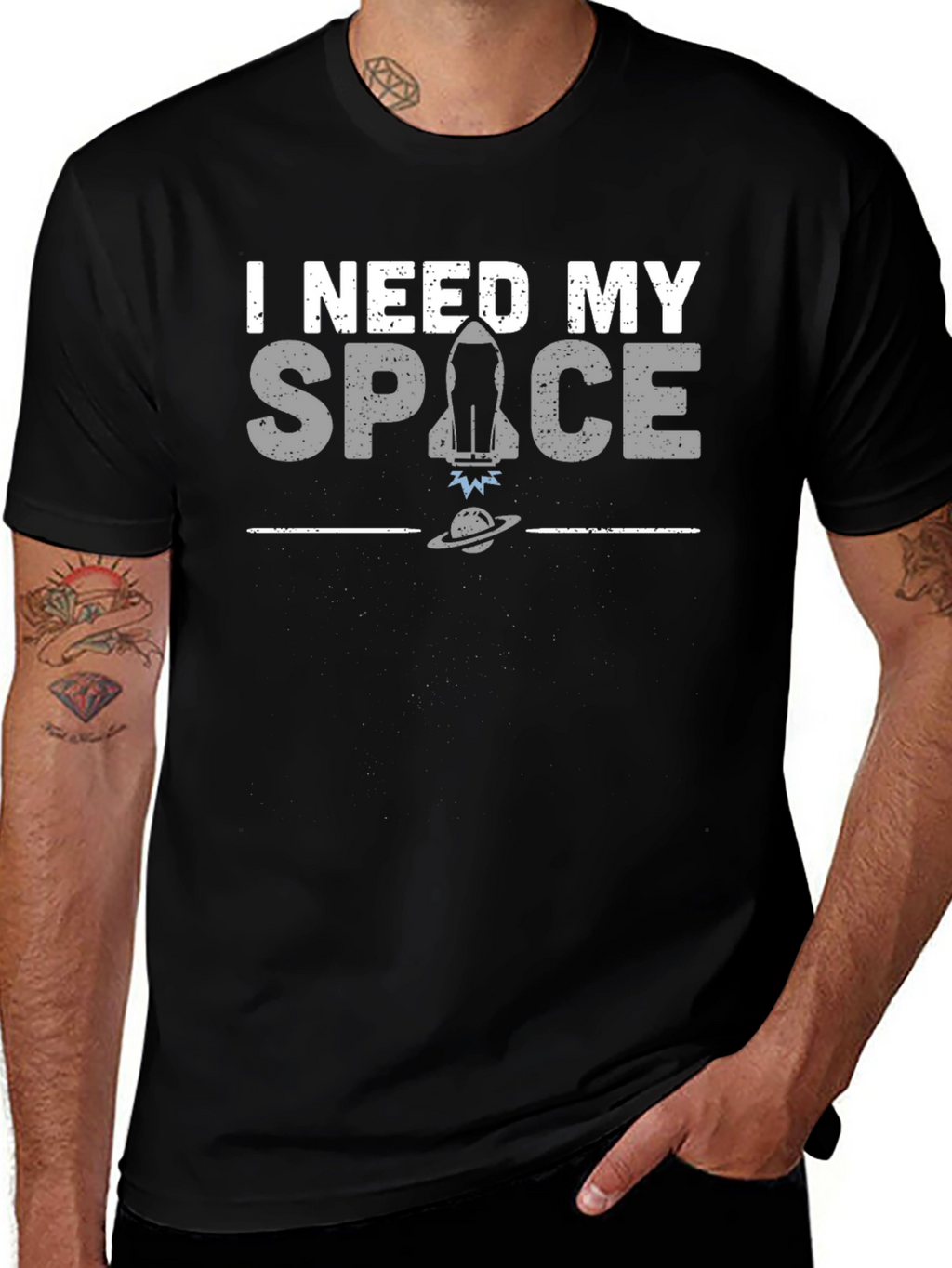 I Need My Space Graphic T-Shirt - Black