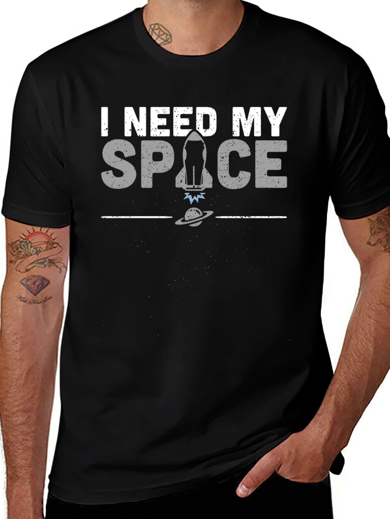 I Need My Space Graphic T-Shirt - Black