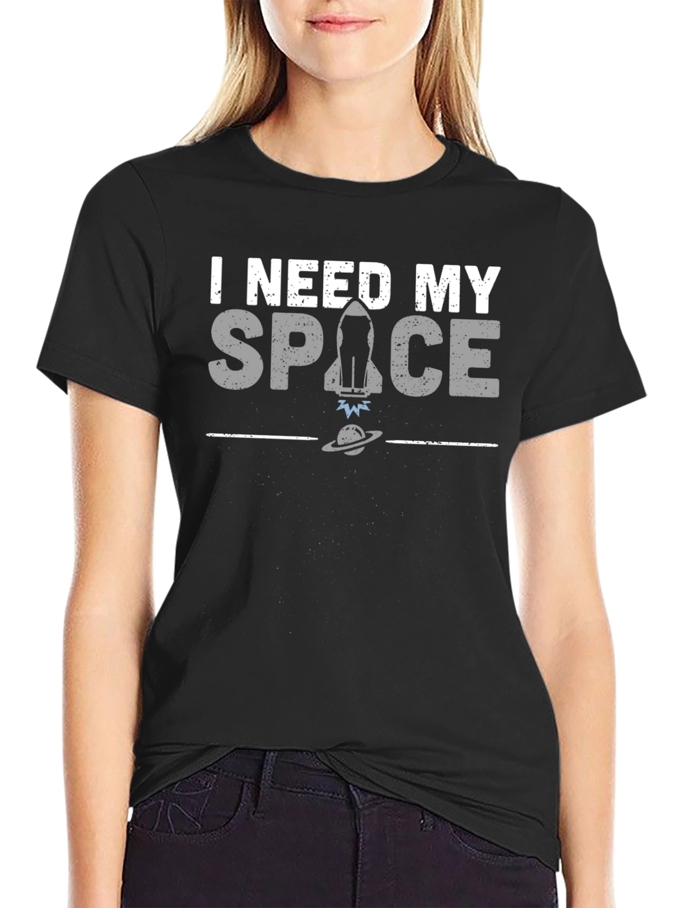 I Need My Space Graphic T-Shirt - Black