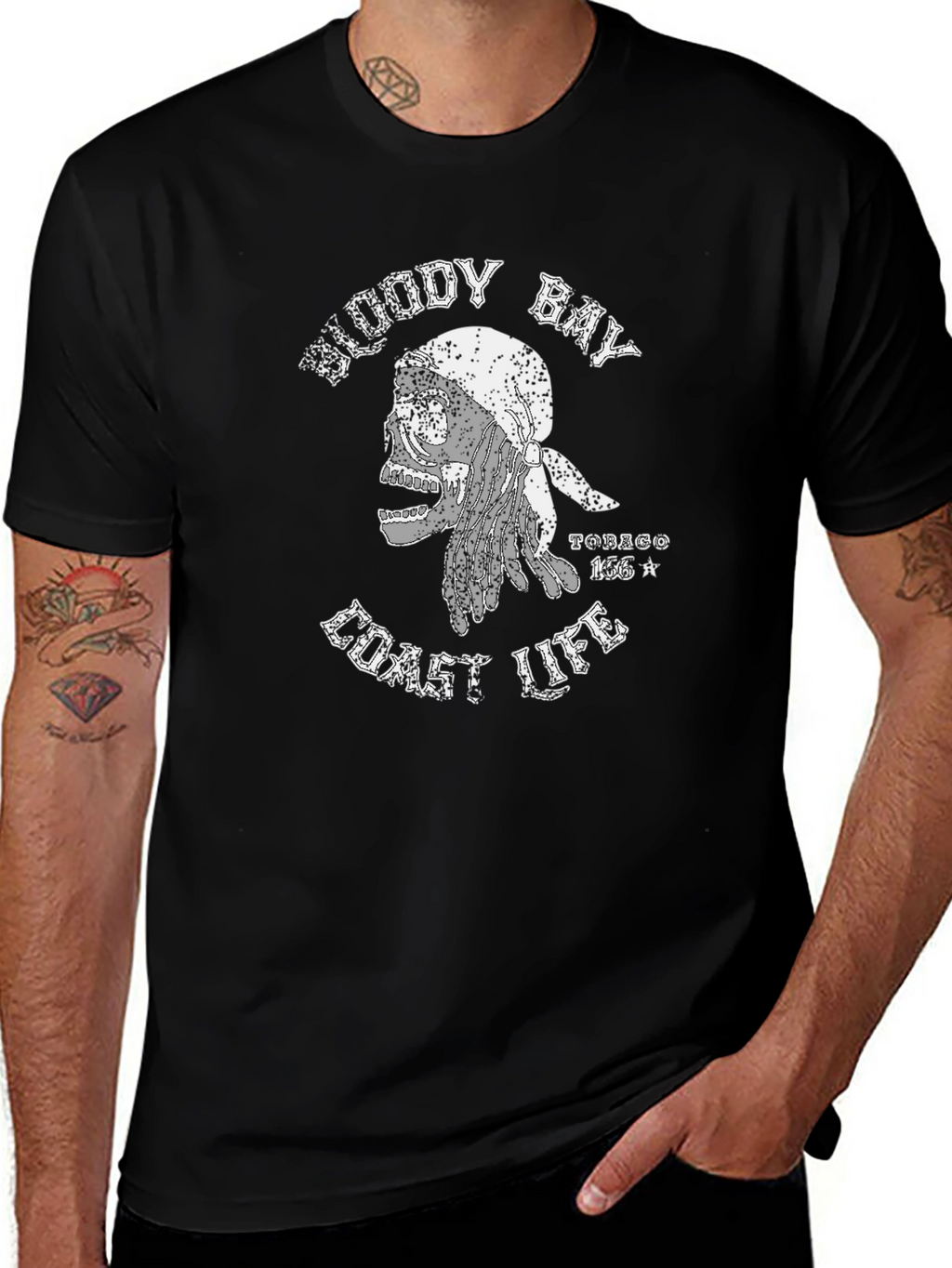 Bloody Bay Coast Life Skull Graphic T-Shirt