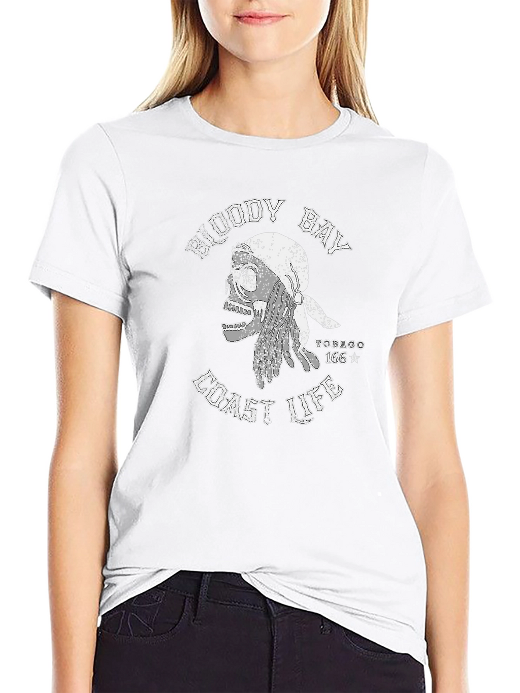 Bloody Bay Coast Life Skull Graphic T-Shirt