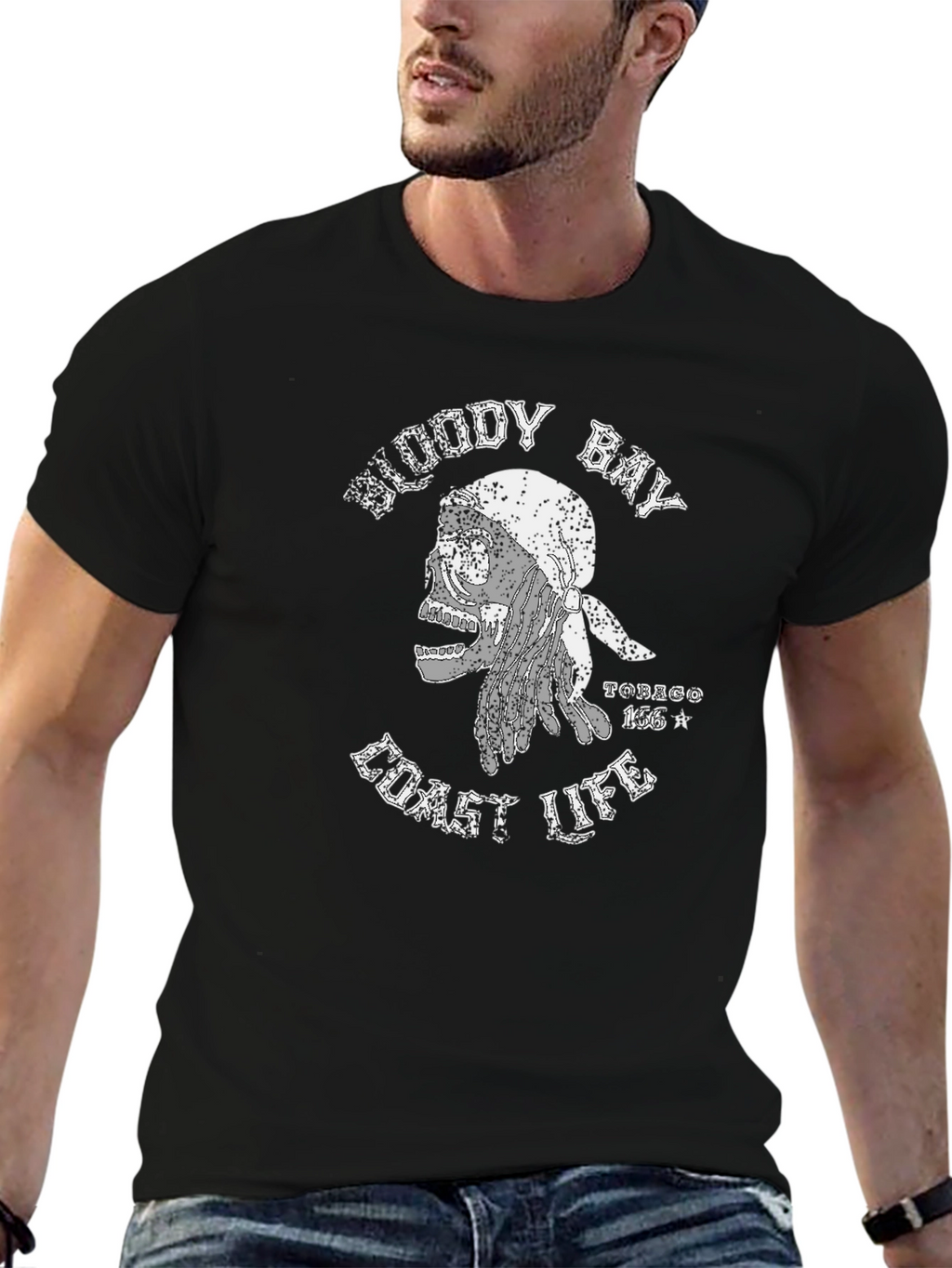 Bloody Bay Coast Life Skull Graphic T-Shirt