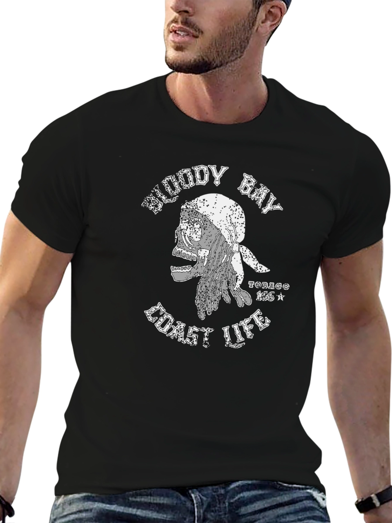 Bloody Bay Coast Life Skull Graphic T-Shirt