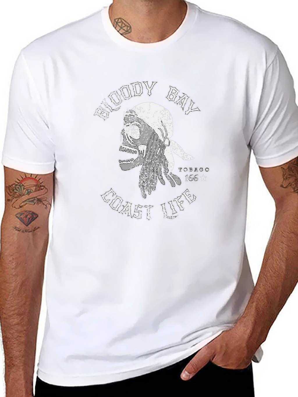 Bloody Bay Coast Life Skull Graphic T-Shirt