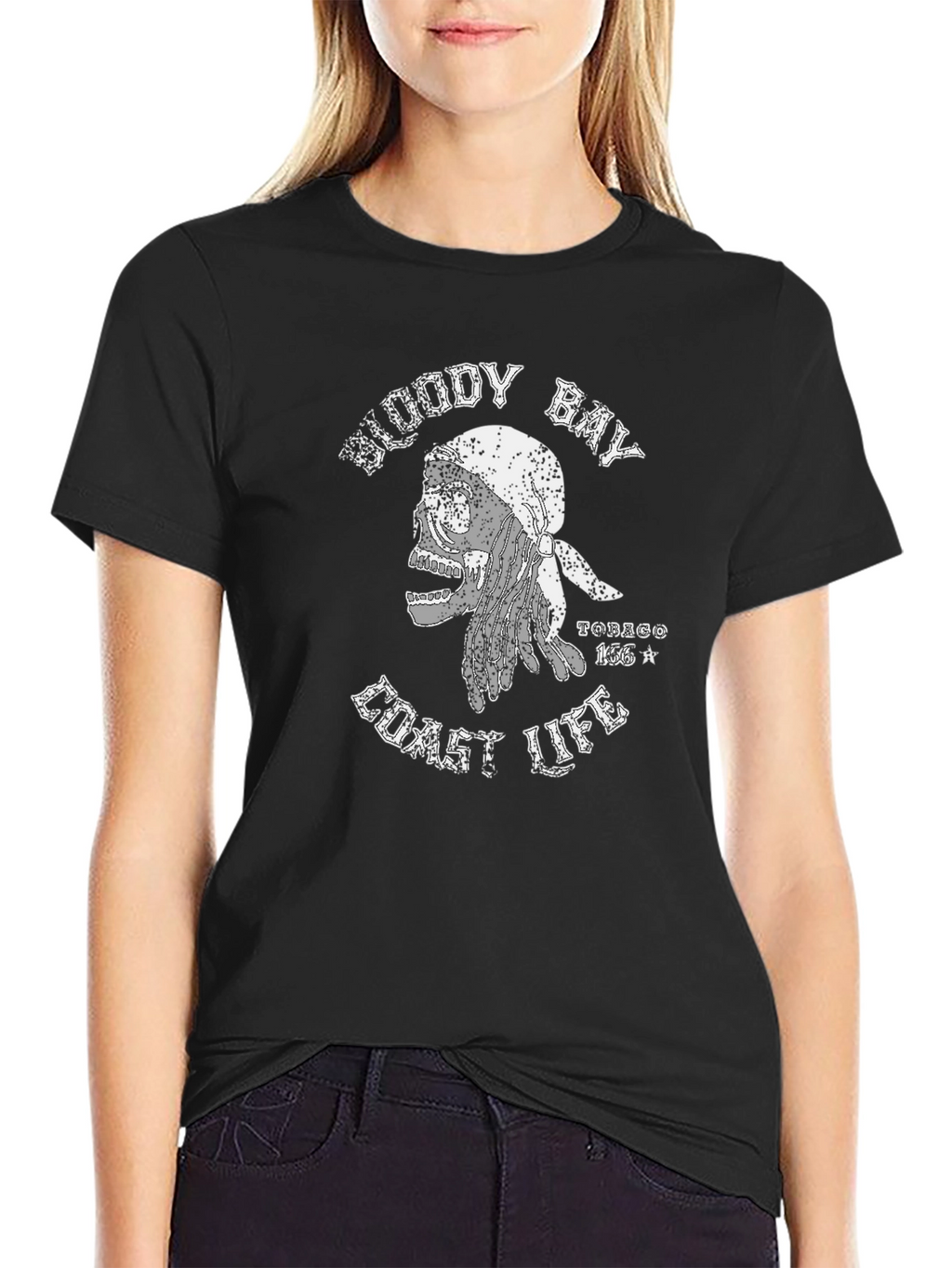 Bloody Bay Coast Life Skull Graphic T-Shirt