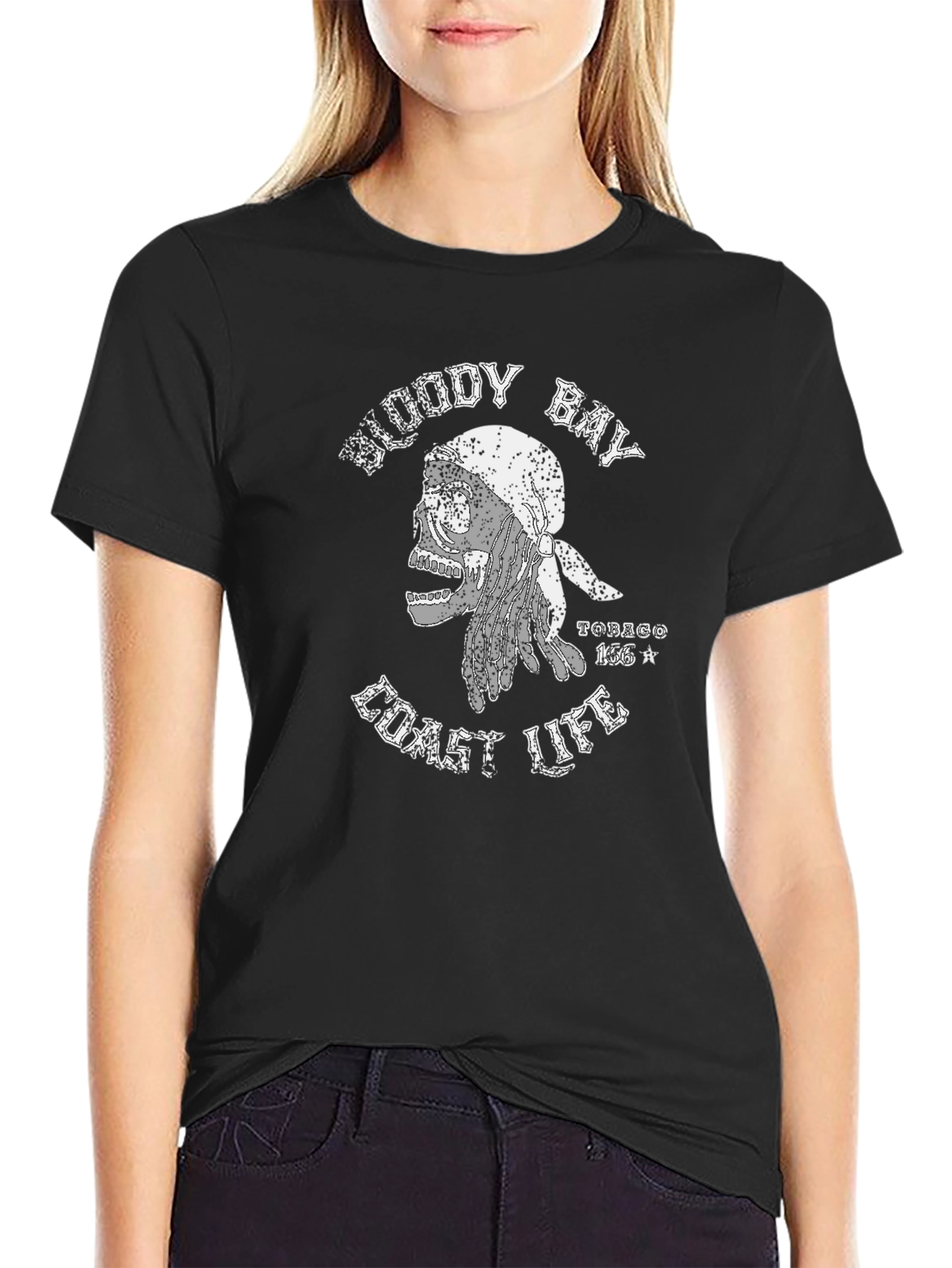 Bloody Bay Coast Life Skull Graphic T-Shirt