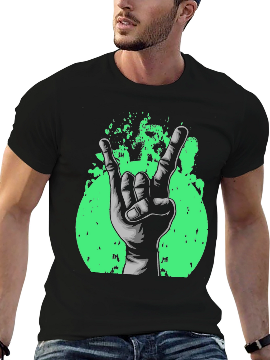 Rock On! Graphic Print Black T-Shirt
