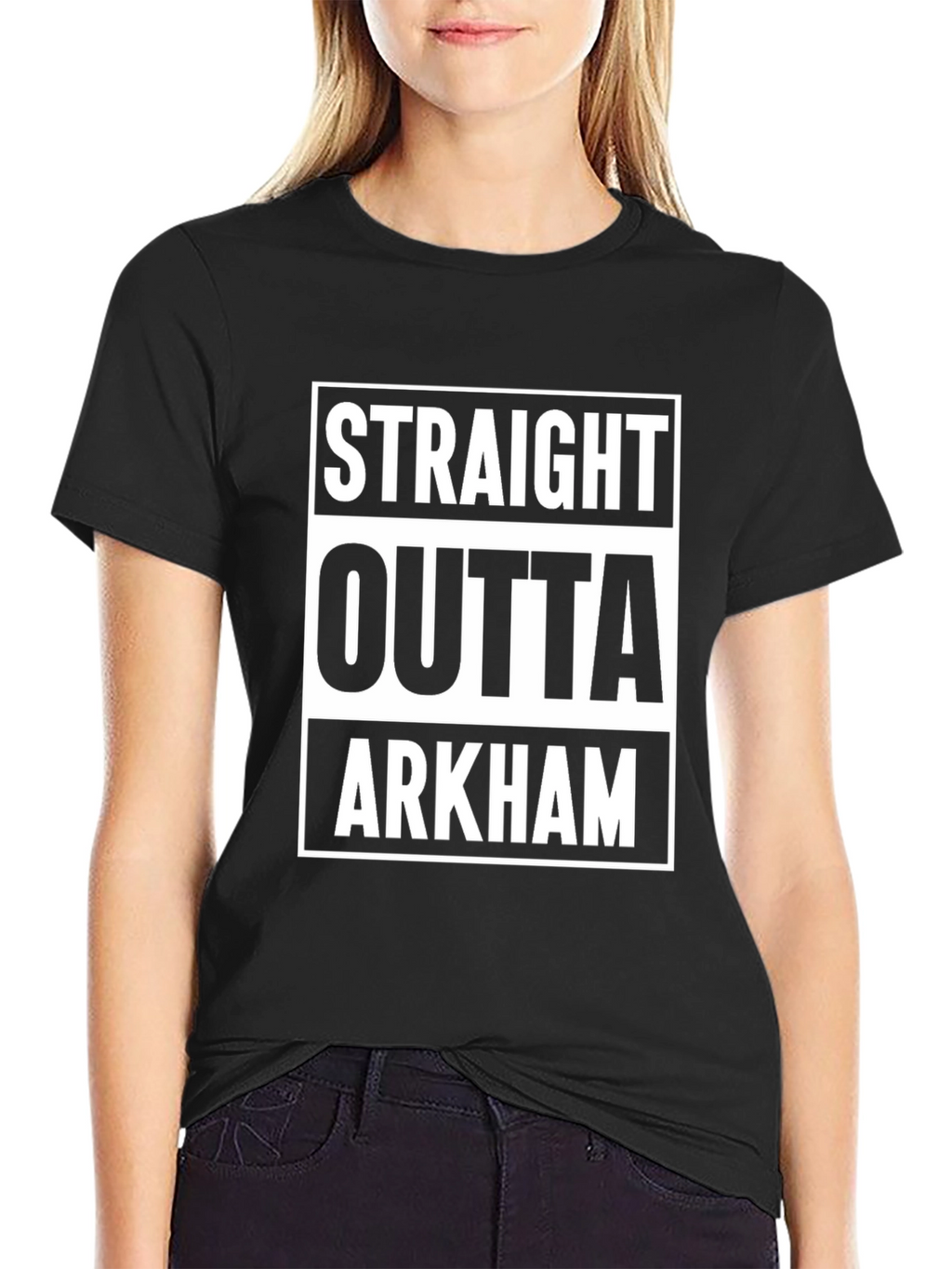 Straight Outta Arkham Graphic Tee - Black Cotton T-Shirt