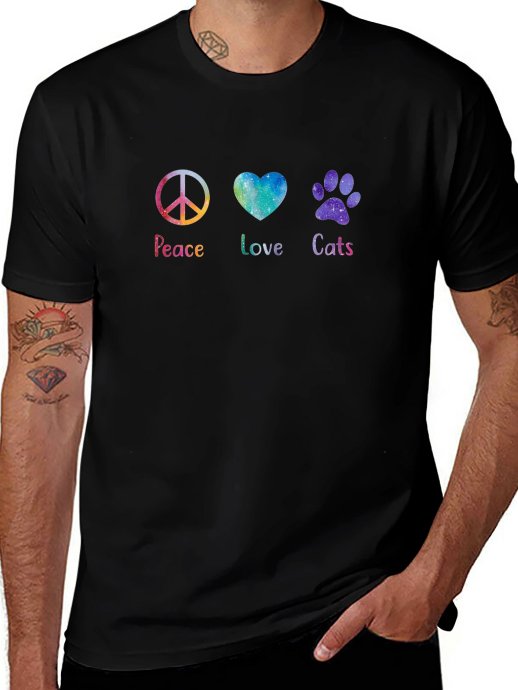 Peace Love Cats T-Shirt - Galaxy Design