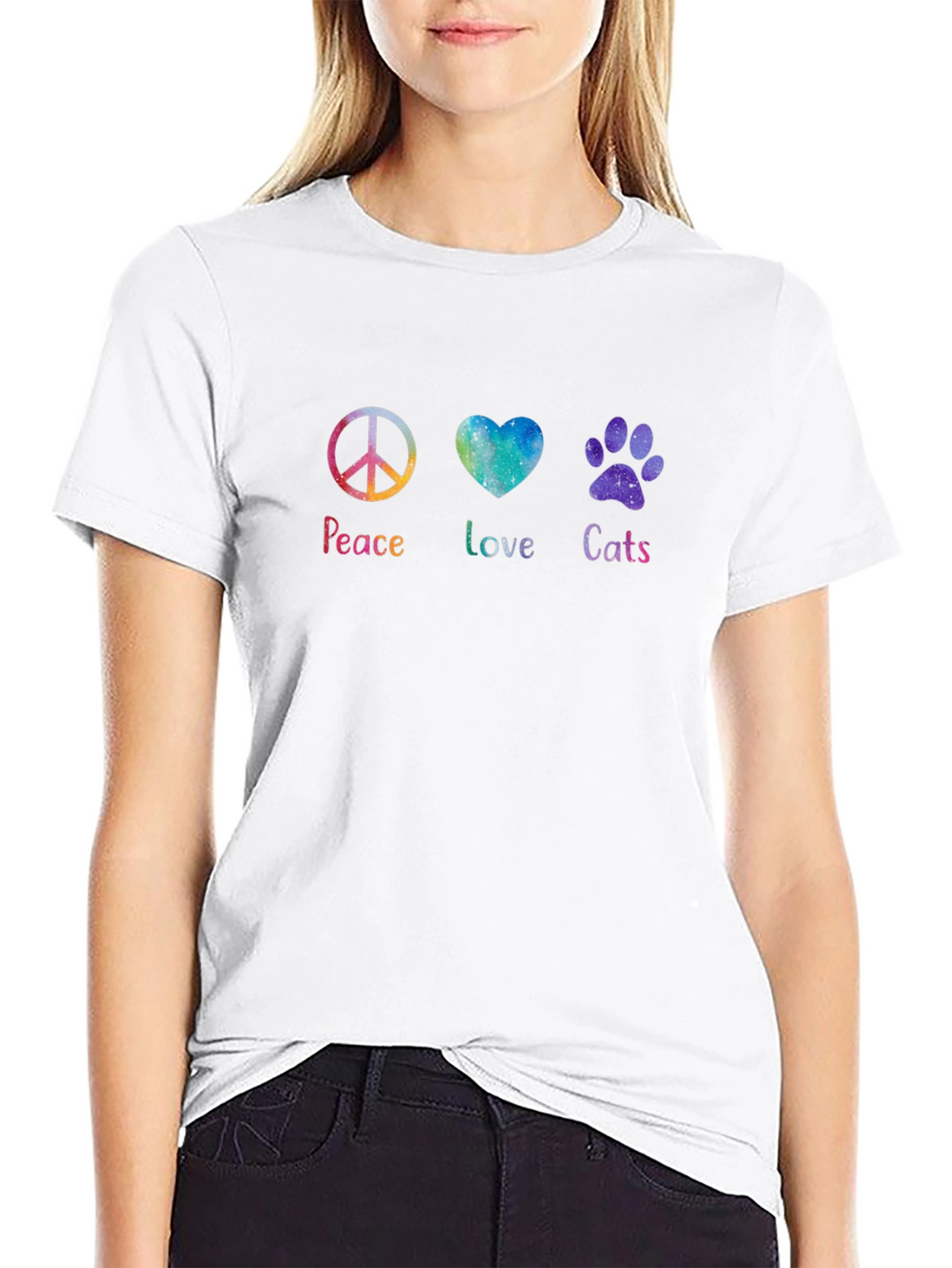 Peace Love Cats T-Shirt - Galaxy Design