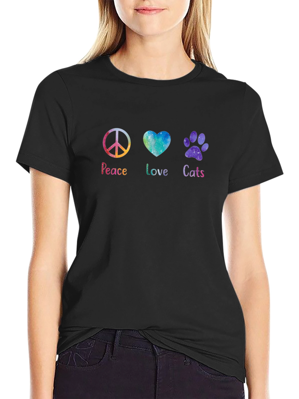 Peace Love Cats T-Shirt - Galaxy Design