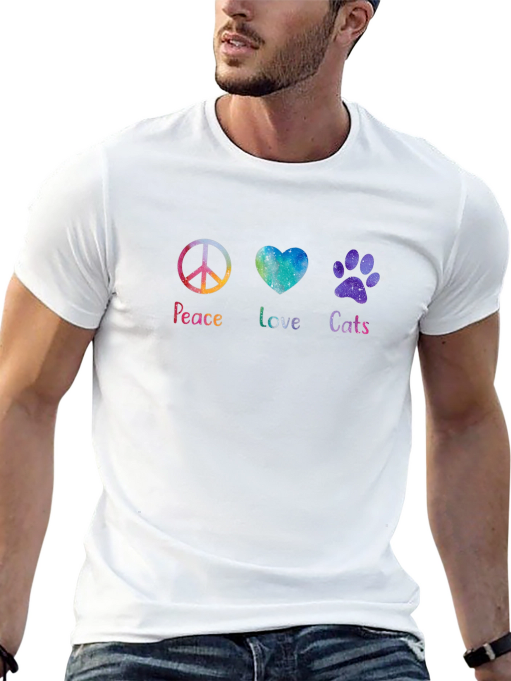 Peace Love Cats T-Shirt - Galaxy Design