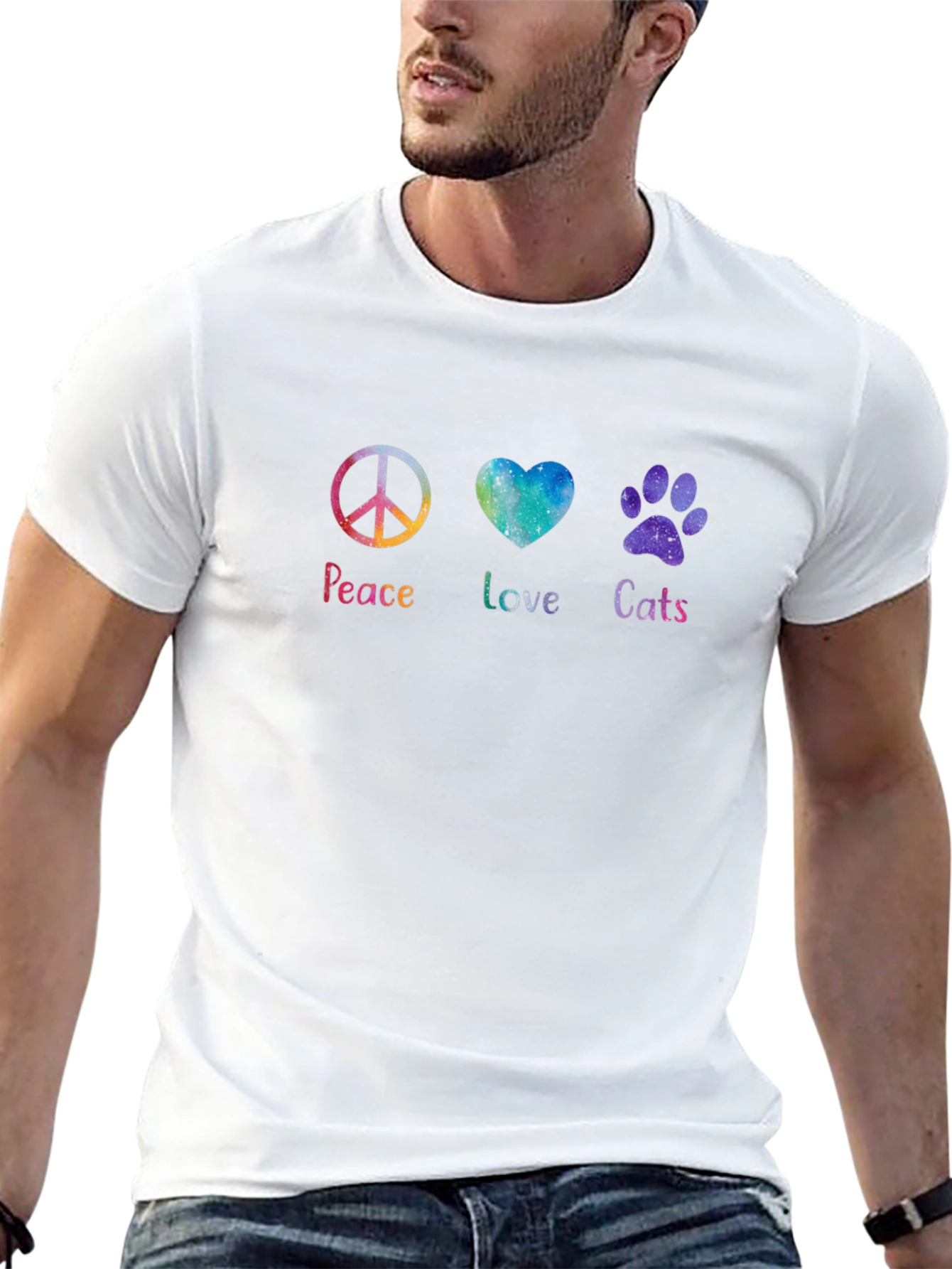 Peace Love Cats T-Shirt - Galaxy Design