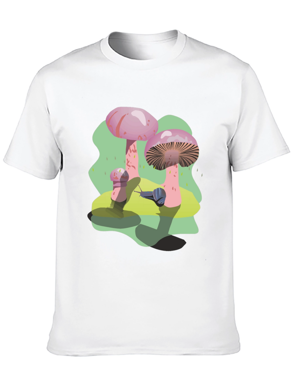 Funky Mushroom and Snail Graphic T-Shirt