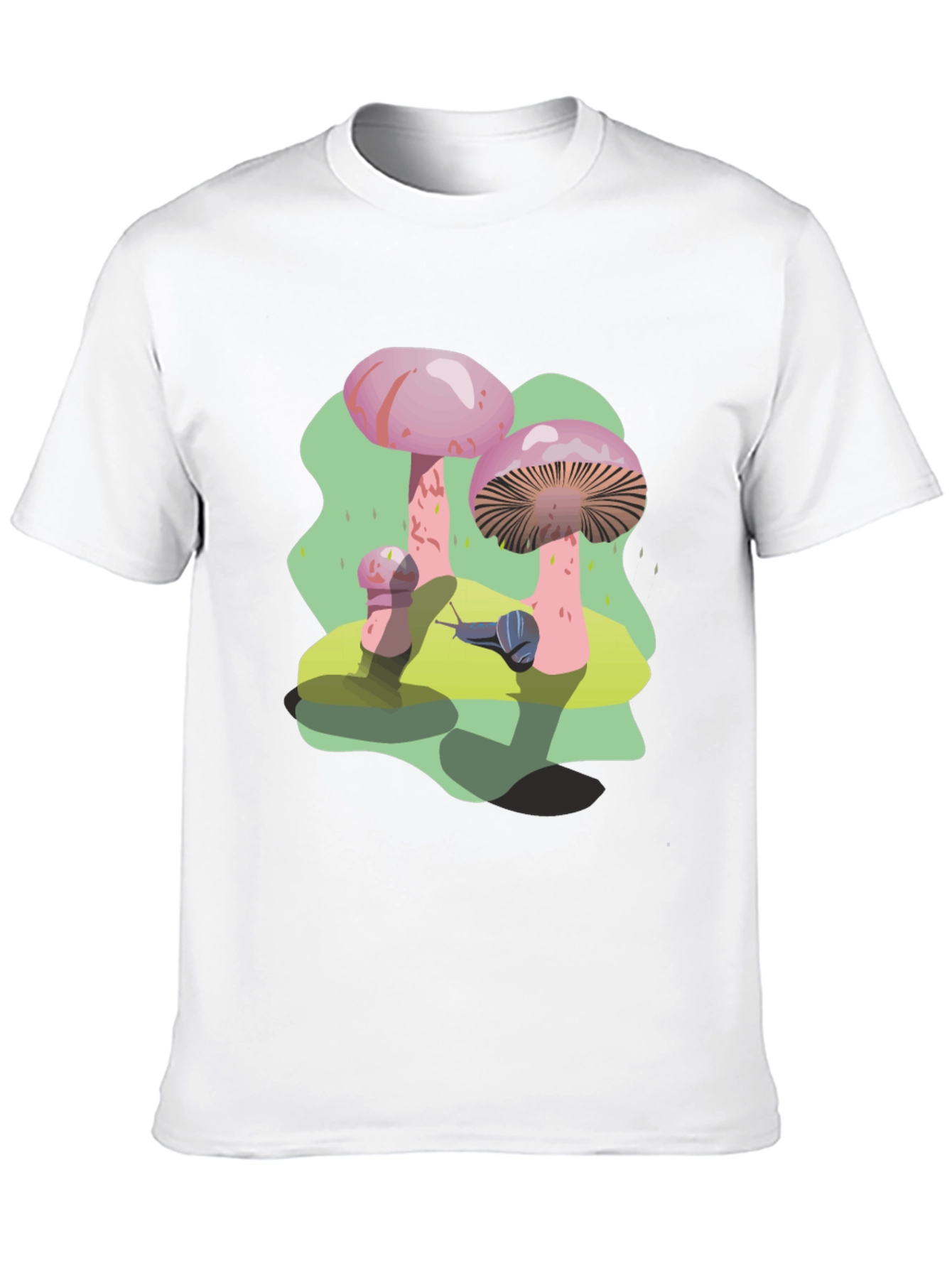 Funky Mushroom and Snail Graphic T-Shirt