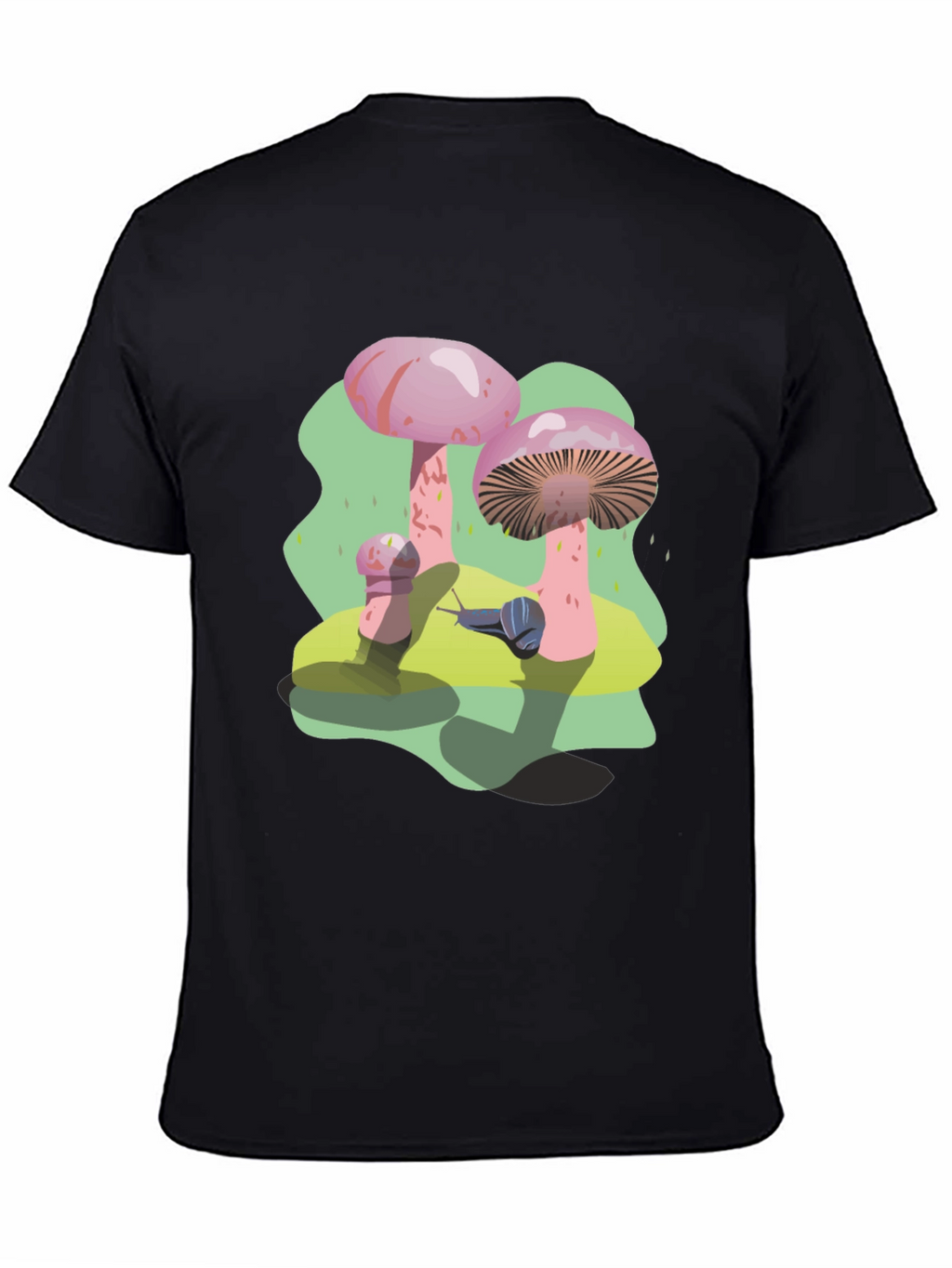 Funky Mushroom and Snail Graphic T-Shirt