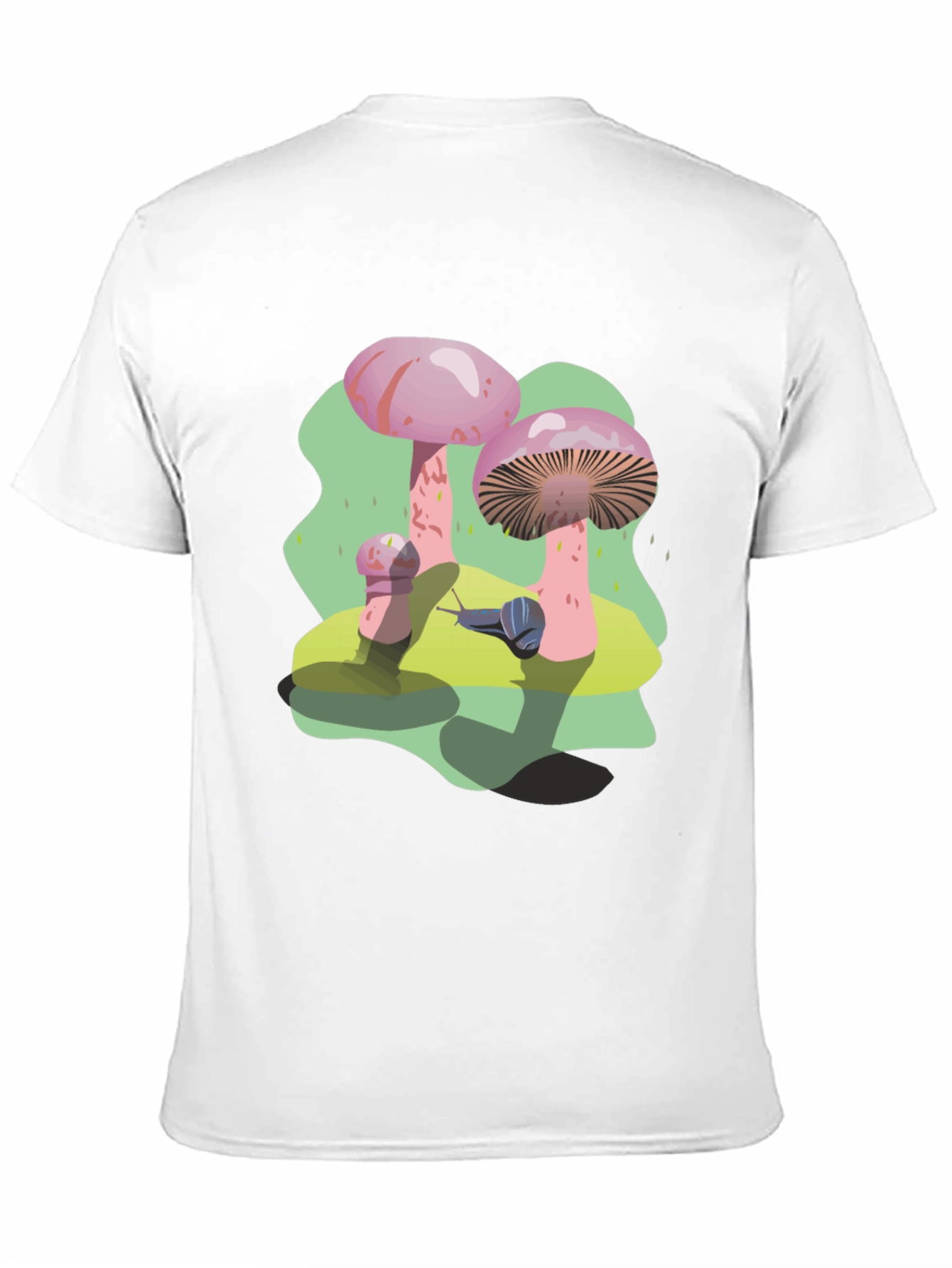 Funky Mushroom and Snail Graphic T-Shirt