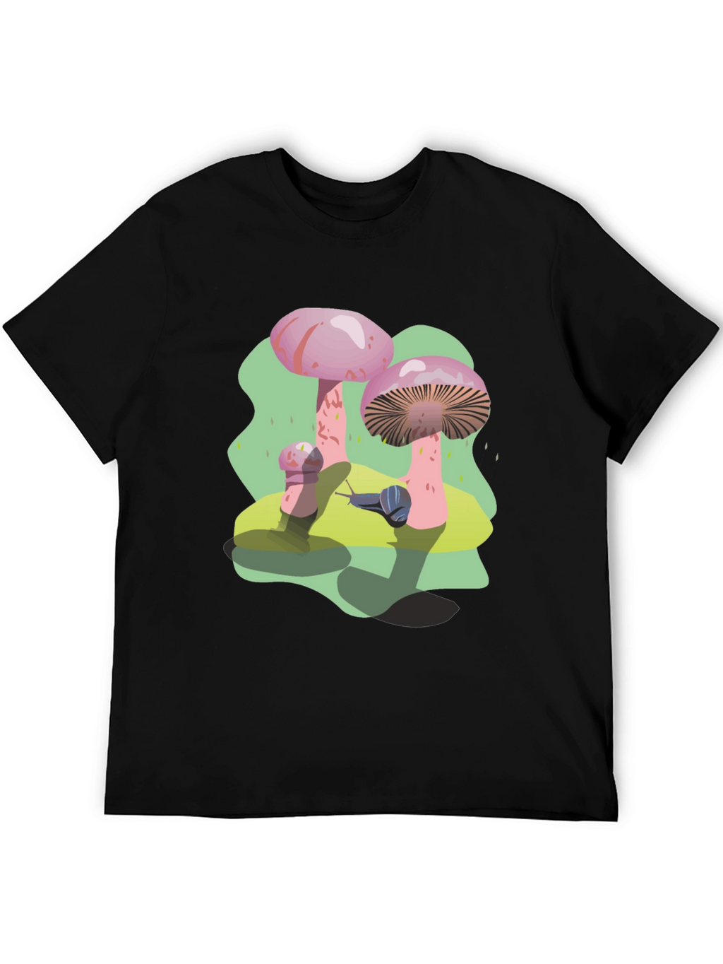 Funky Mushroom and Snail Graphic T-Shirt