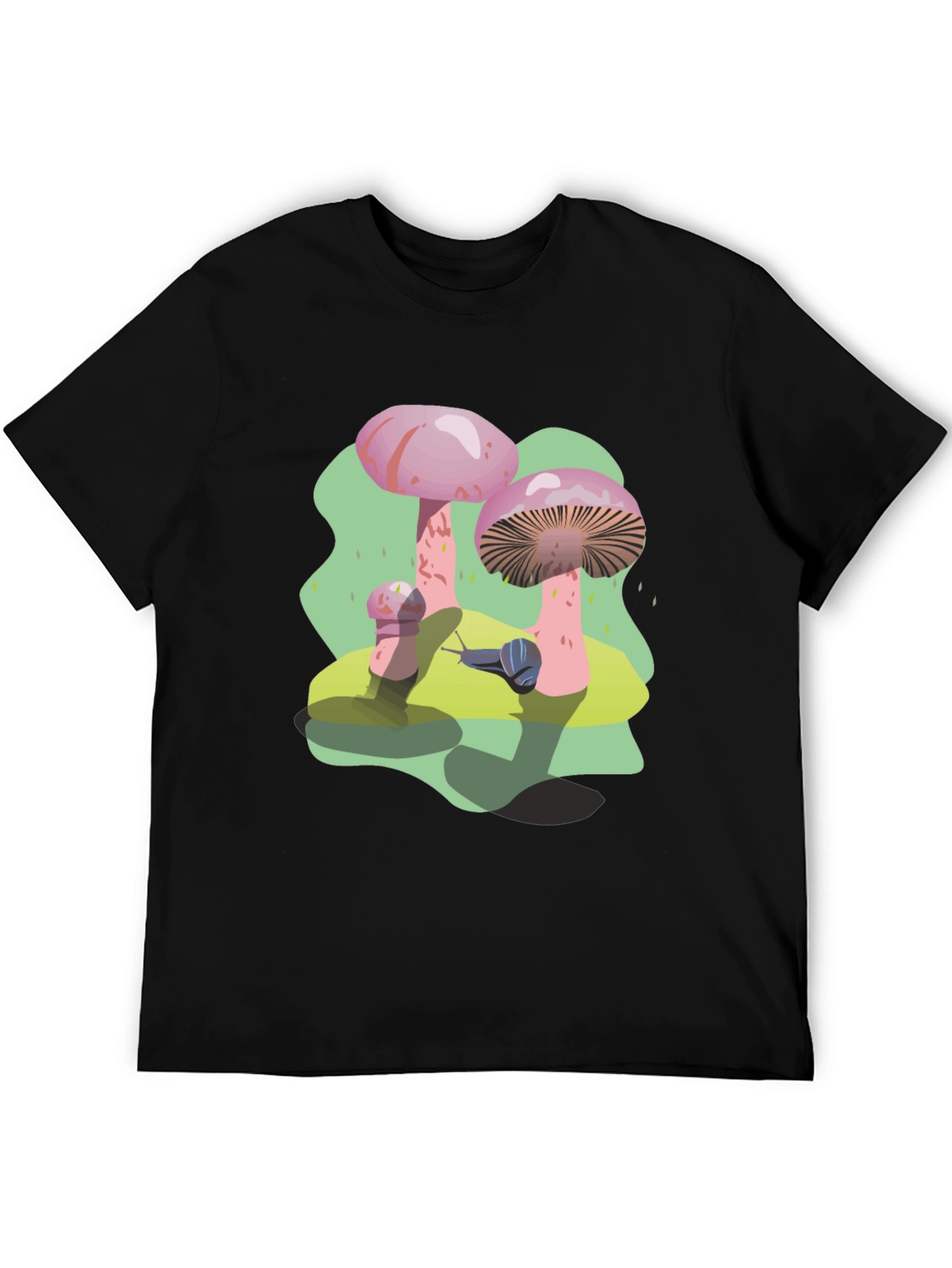 Funky Mushroom and Snail Graphic T-Shirt