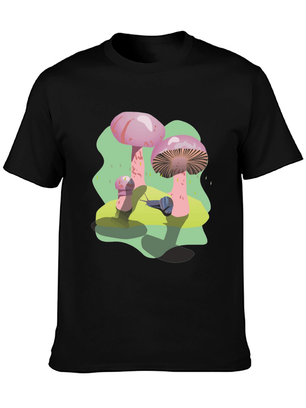 Funky Mushroom and Snail Graphic T-Shirt