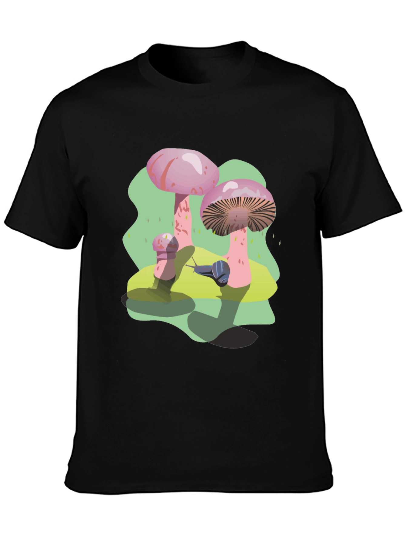 Funky Mushroom and Snail Graphic T-Shirt