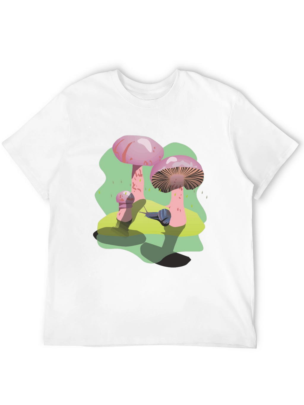 Funky Mushroom and Snail Graphic T-Shirt