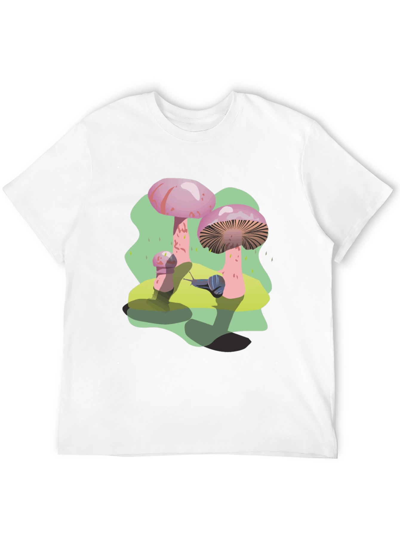 Funky Mushroom and Snail Graphic T-Shirt