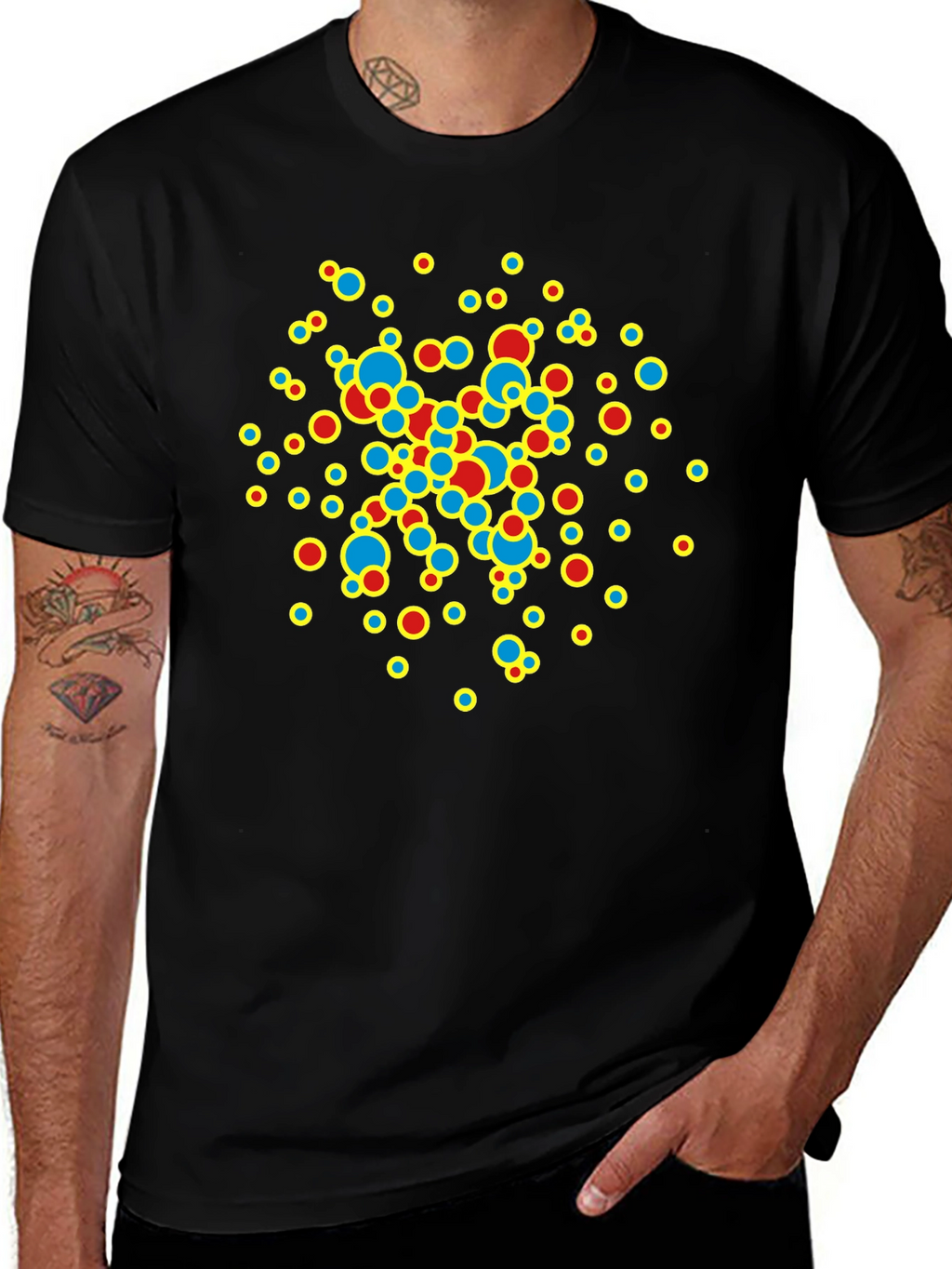 Abstract Circle Design Black T-Shirt