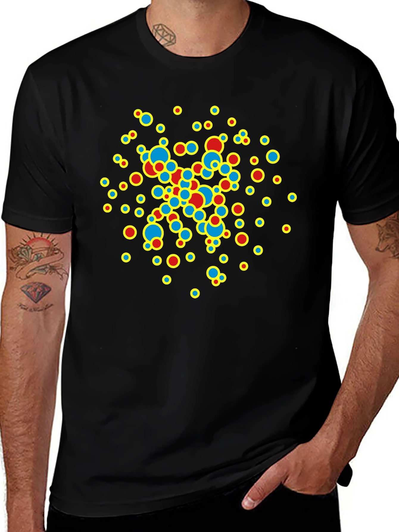 Abstract Circle Design Black T-Shirt