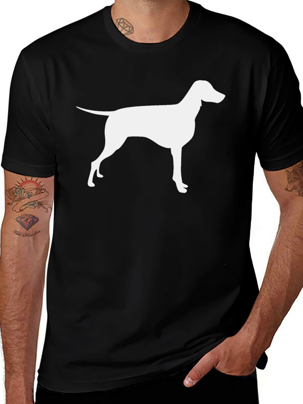 Dog Silhouette Graphic Black T-Shirt