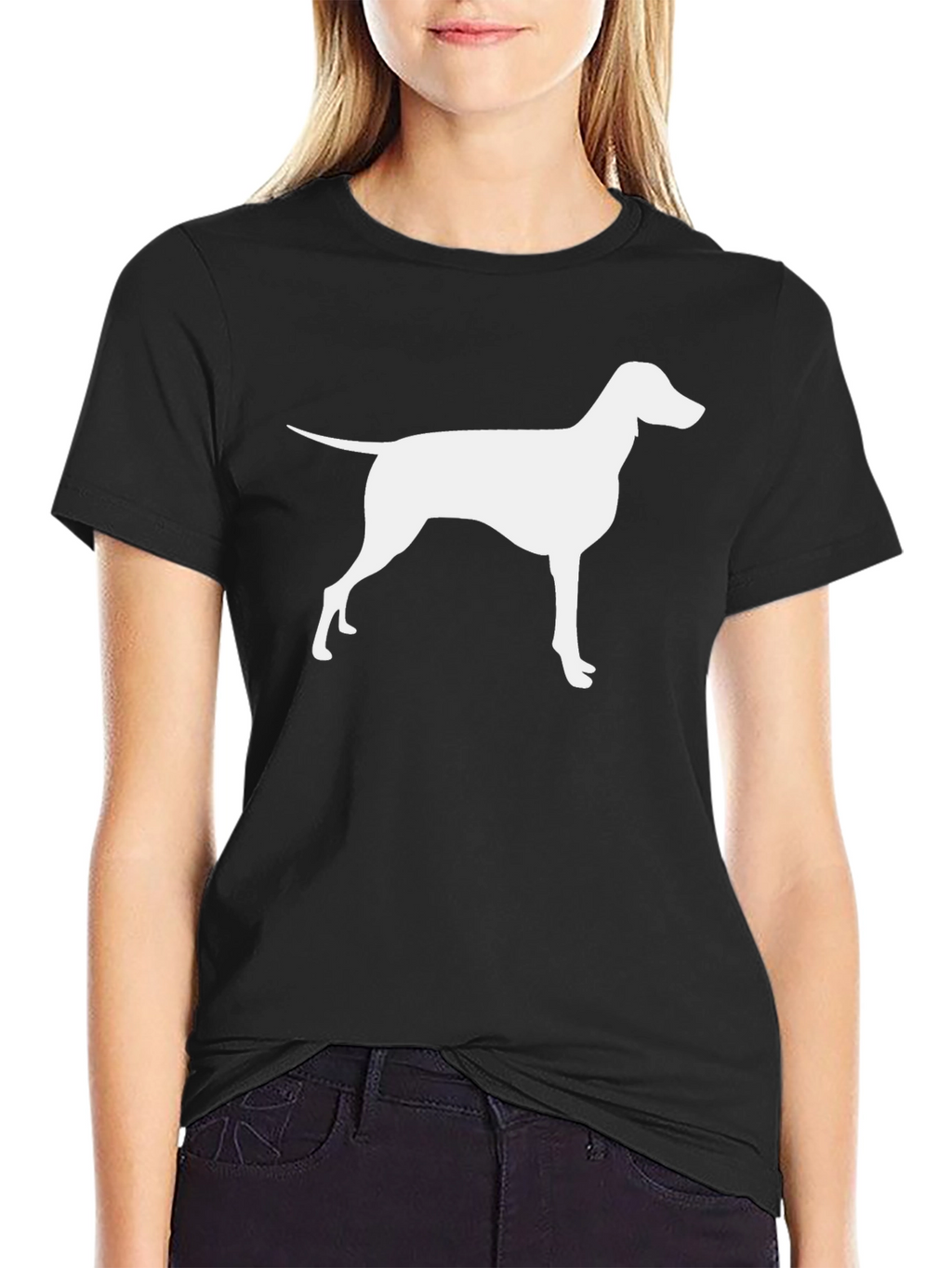 Dog Silhouette Graphic Black T-Shirt