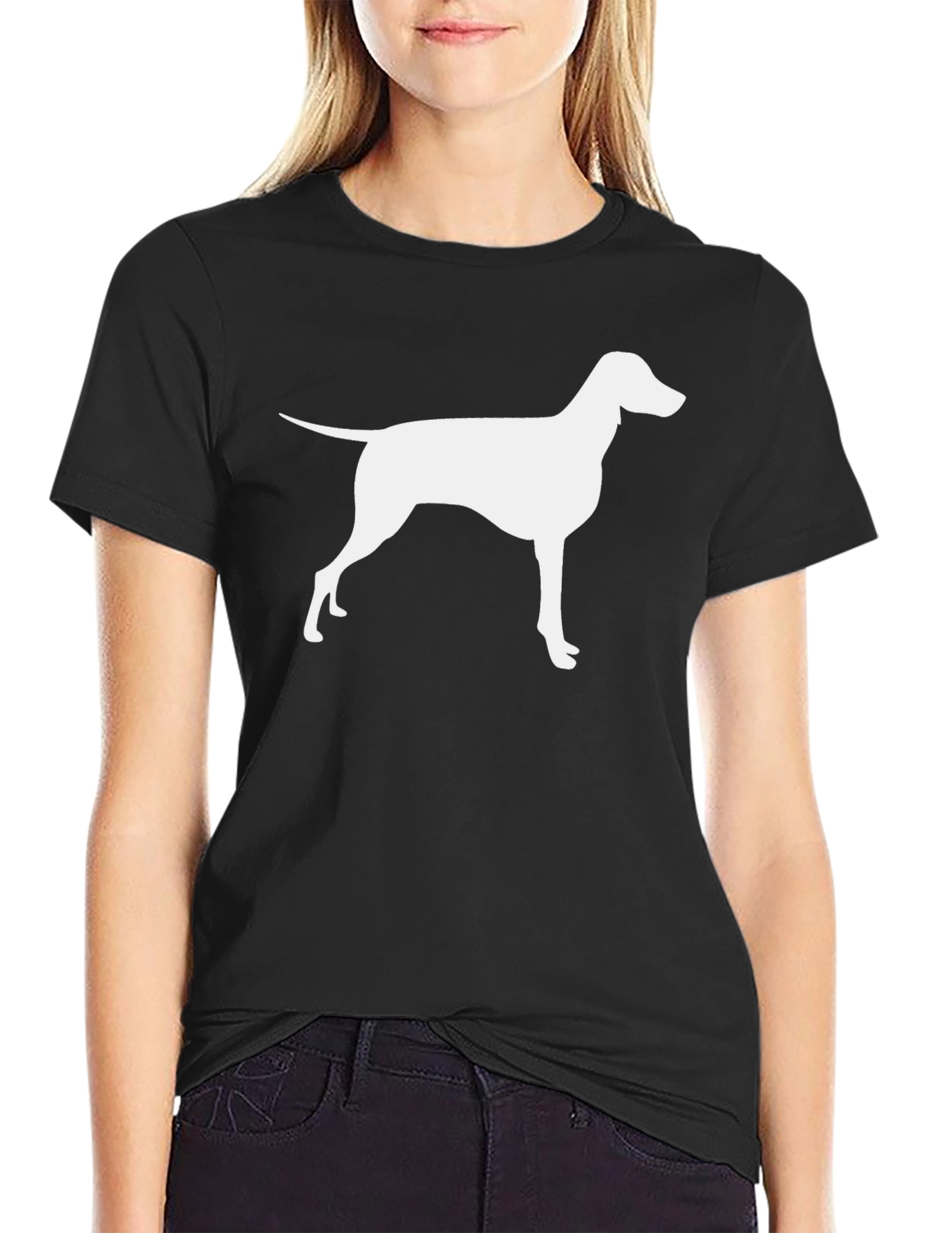 Dog Silhouette Graphic Black T-Shirt