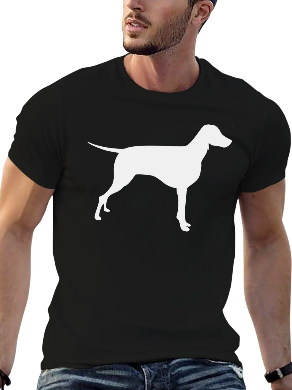 Dog Silhouette Graphic Black T-Shirt