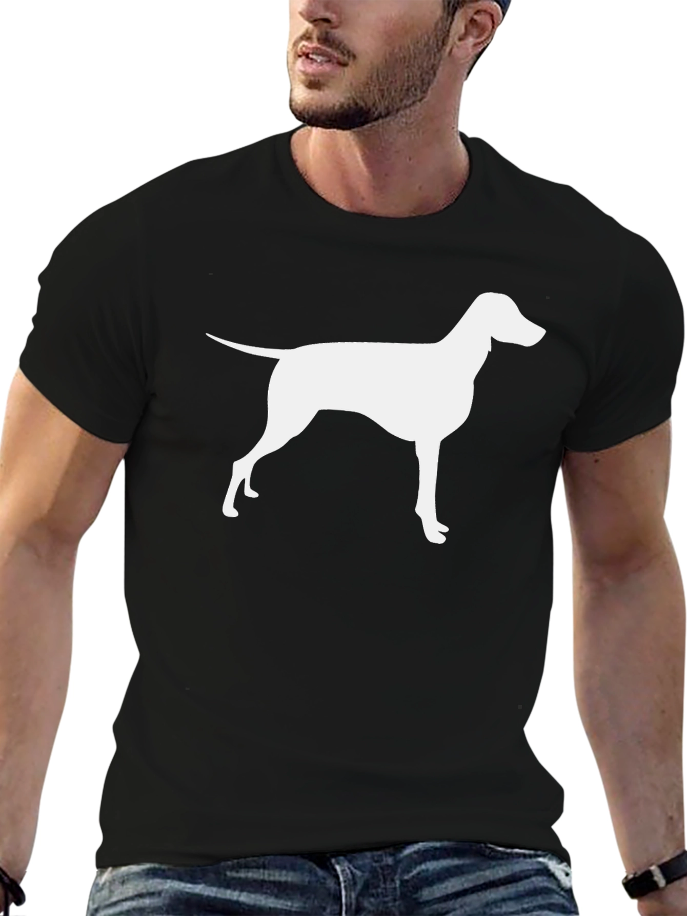 Dog Silhouette Graphic Black T-Shirt
