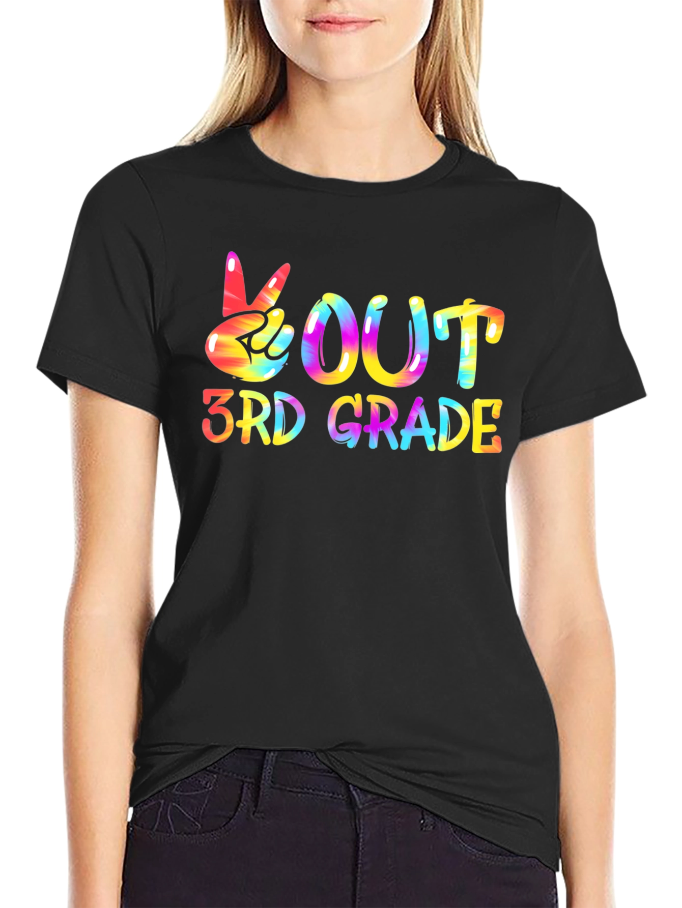 Peace Out 3rd Grade Black T-Shirt