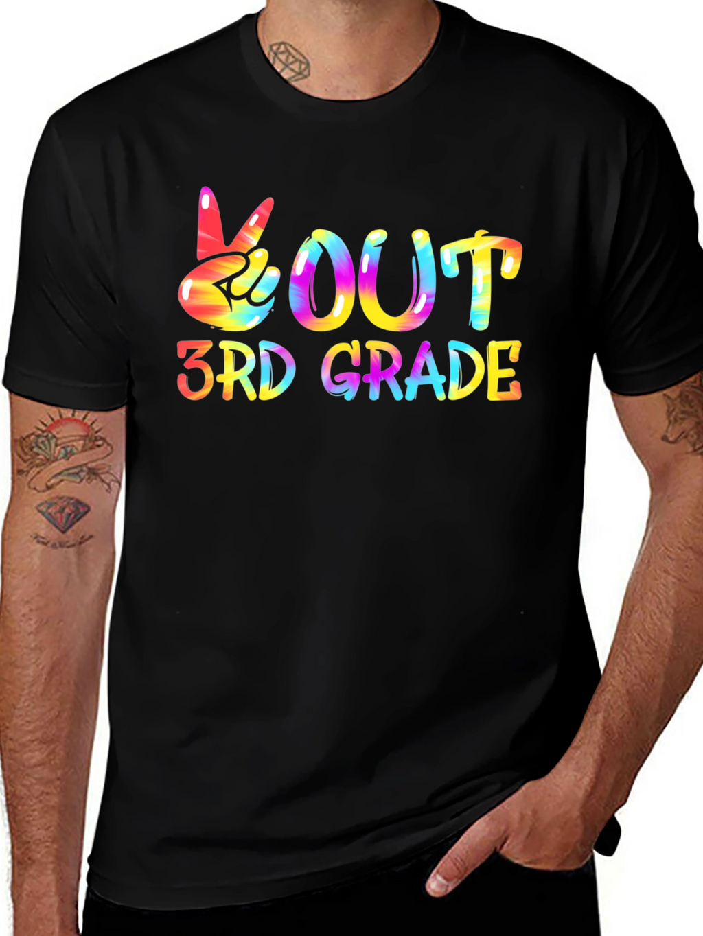 Peace Out 3rd Grade Black T-Shirt