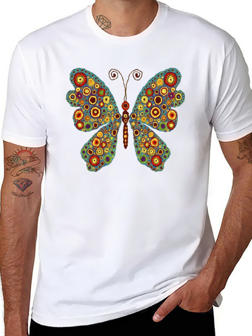 Butterfly Art Print Black T-Shirt