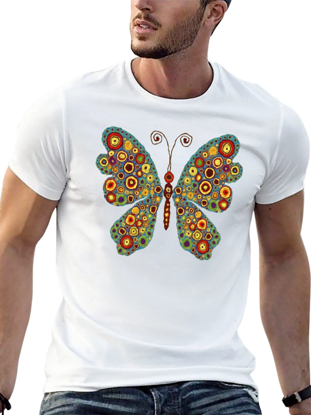 Butterfly Art Print Black T-Shirt