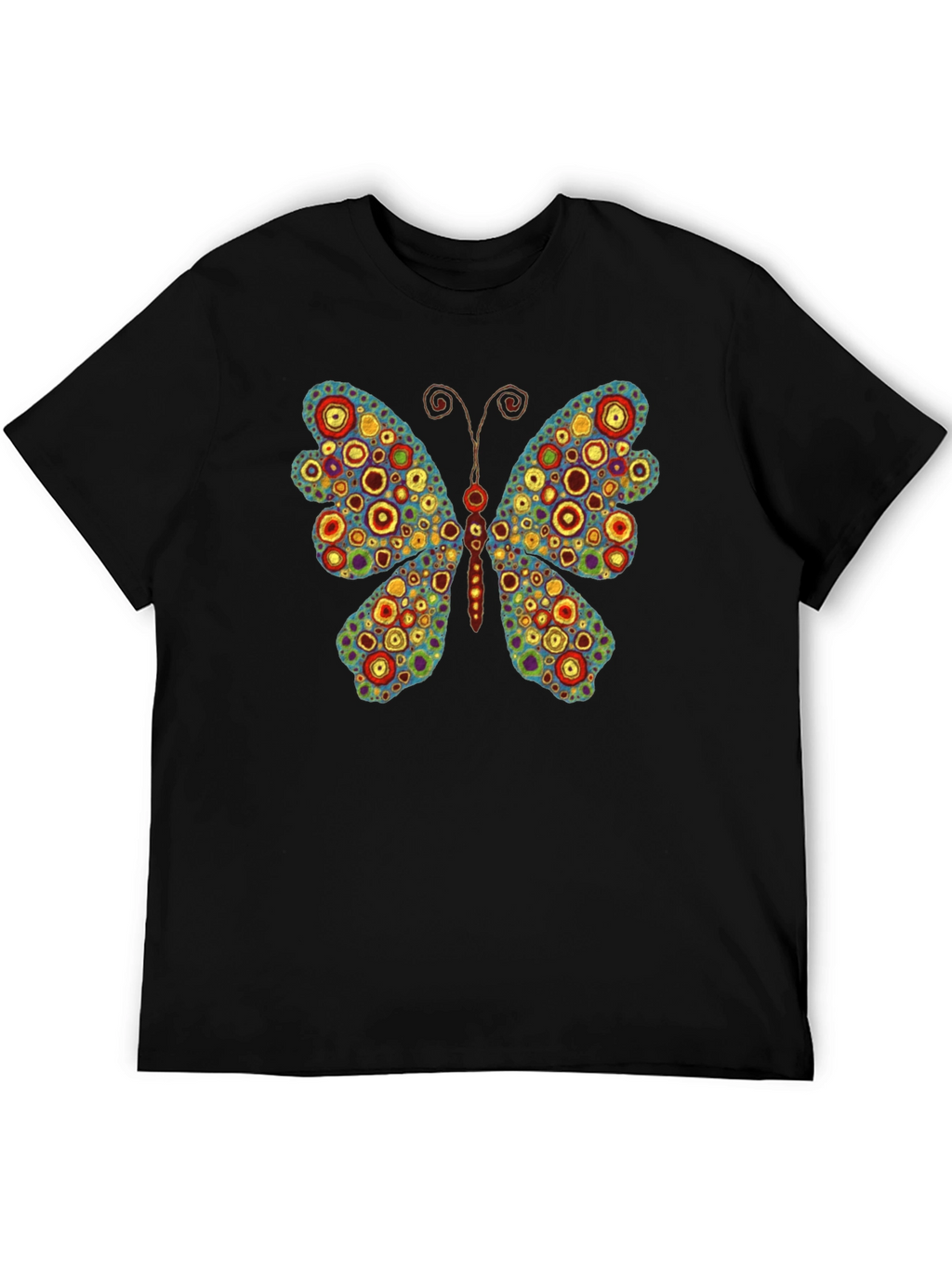 Butterfly Art Print Black T-Shirt