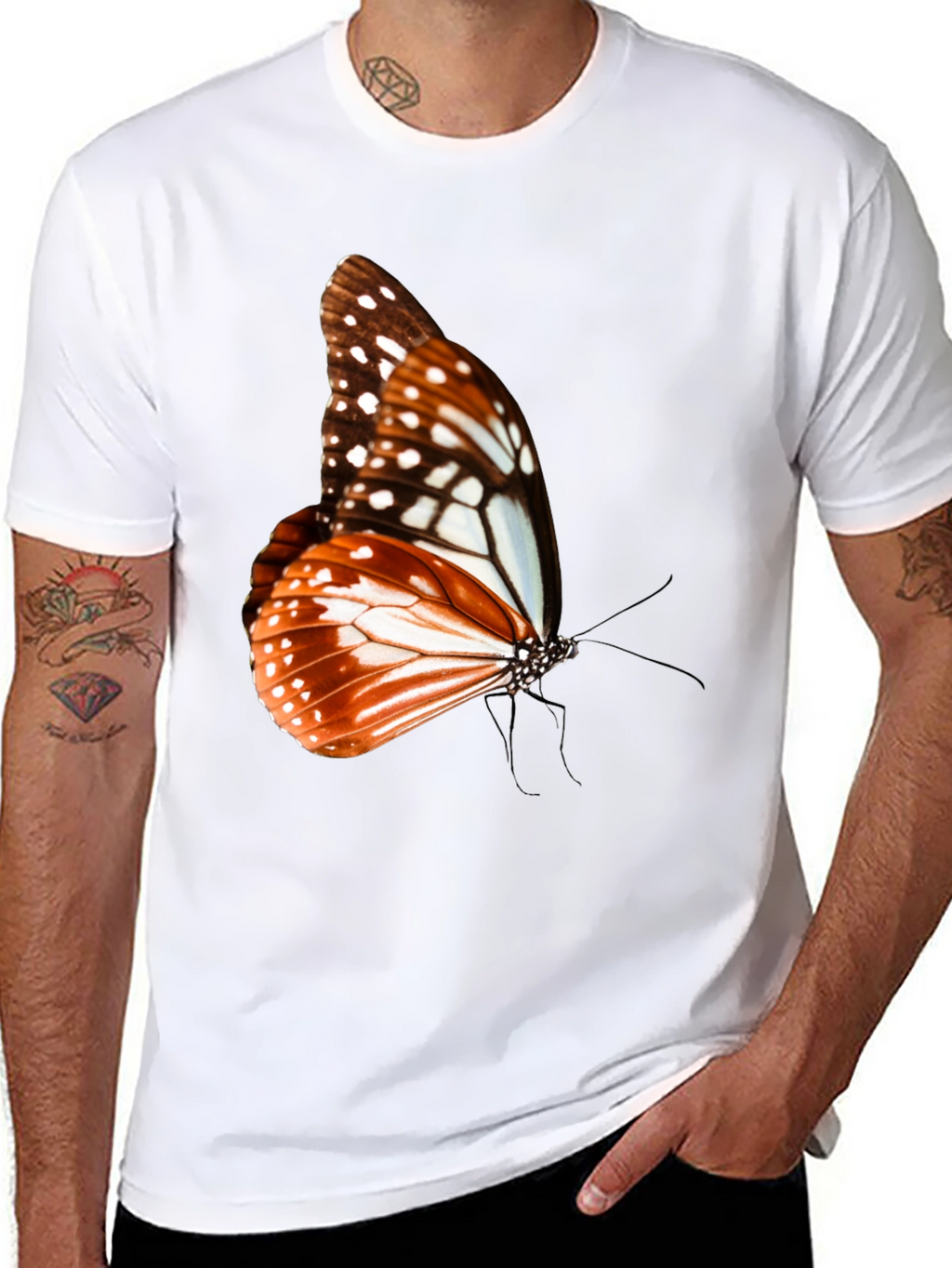 Butterfly Graphic Tee - Stylish Mens Black T-Shirt